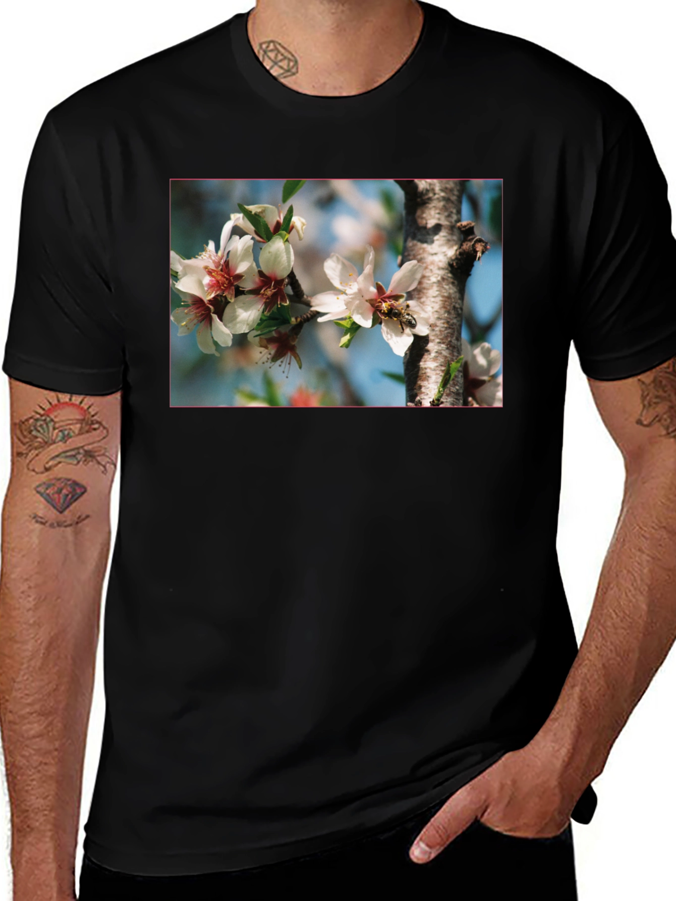 Floral Bee T-Shirt - Nature Inspired Graphic Tee