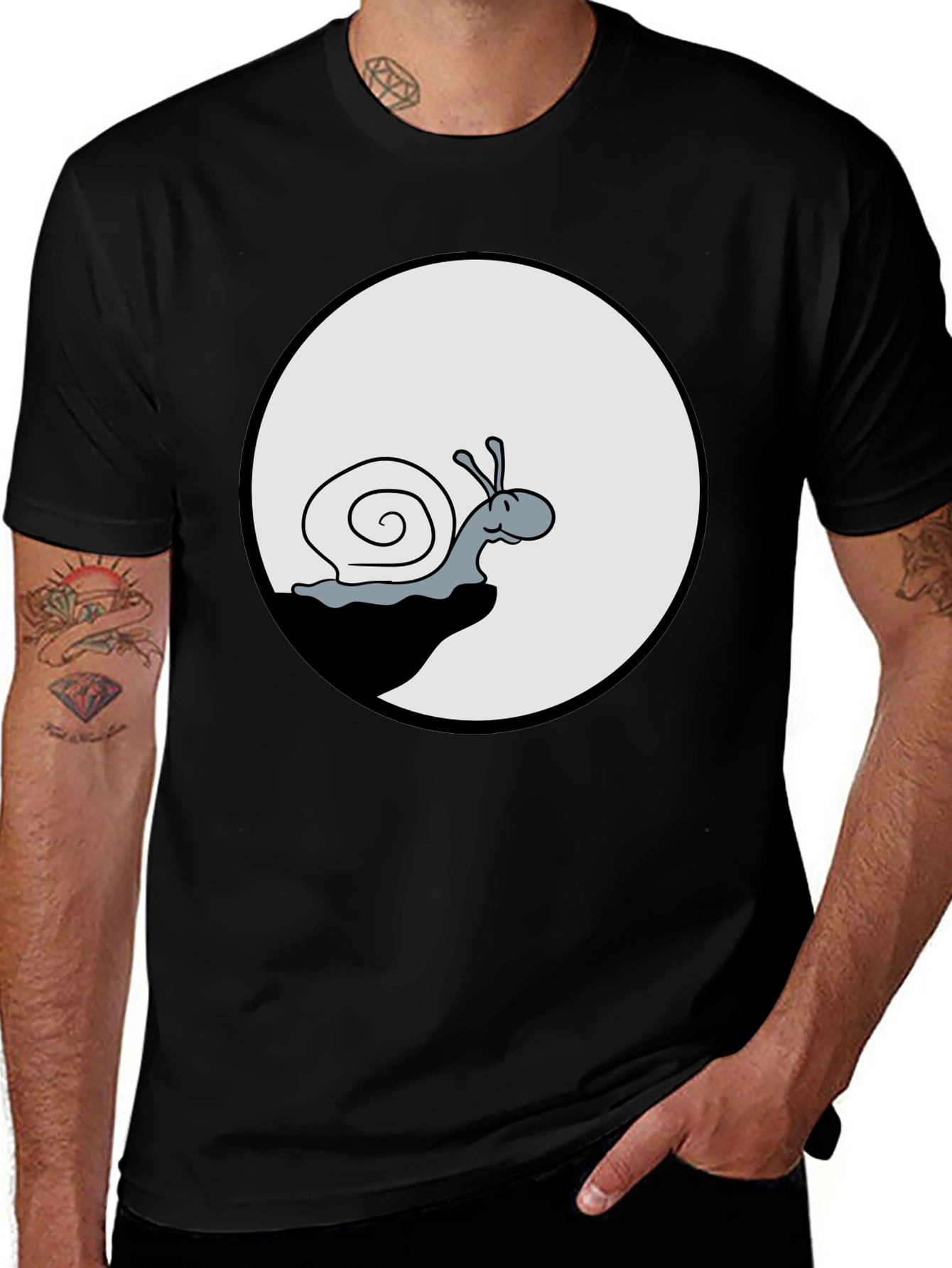 Variant 23 of Snail Graphic Tee - Black Cotton T-Shirt