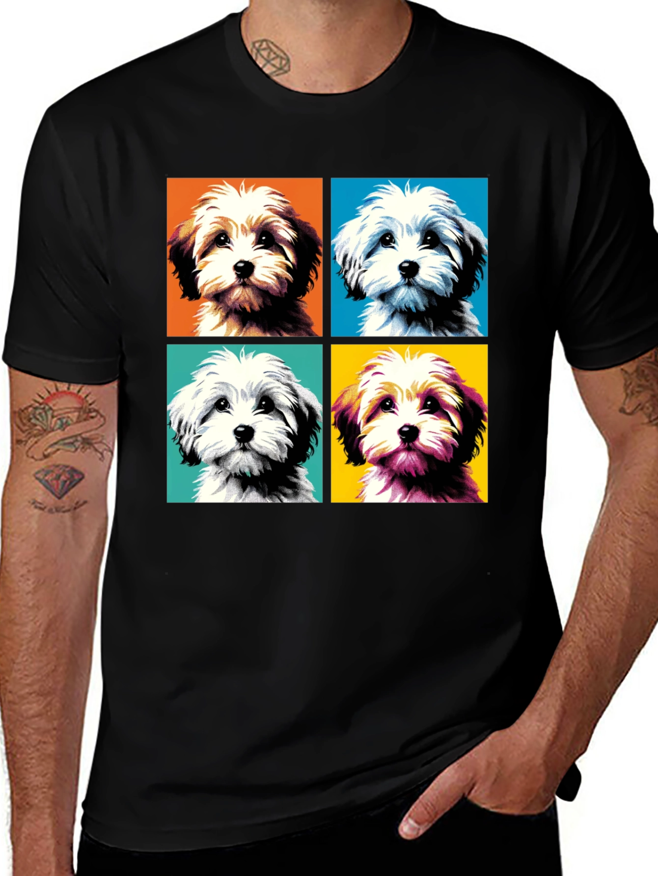 Variant 6 of Pop Art Dog Lover T-Shirt, Cute Pet Portrait Tee