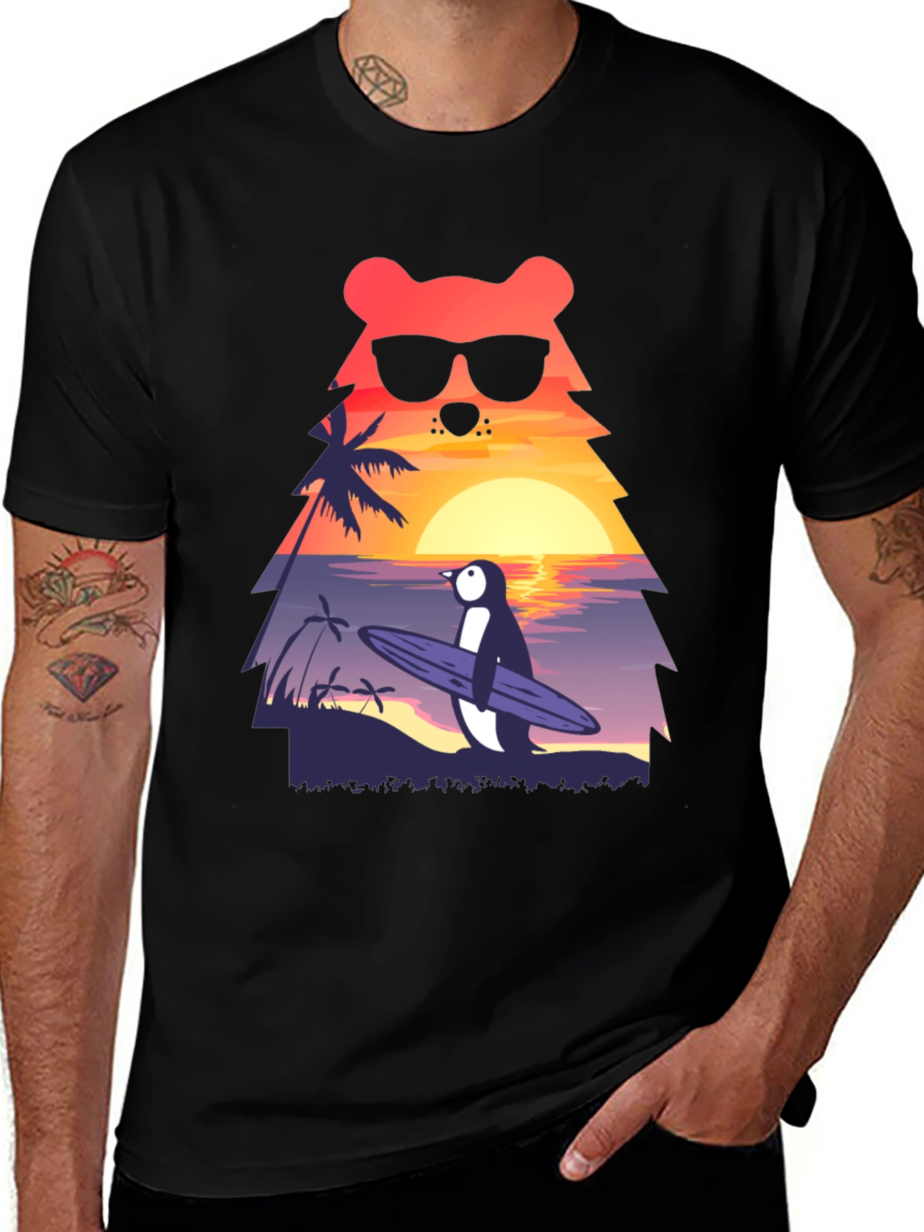 Variant 30 of Bear & Penguin Surf T-Shirt - Vacation Vibes