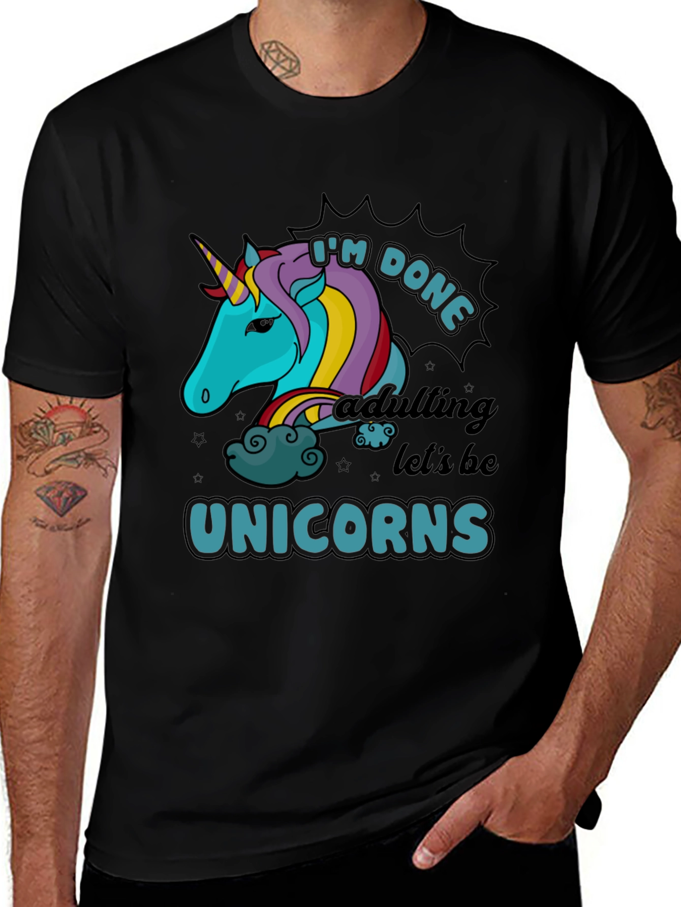 Variant 3 of I'm Done Adulting Let's Be Unicorns Black T-Shirt