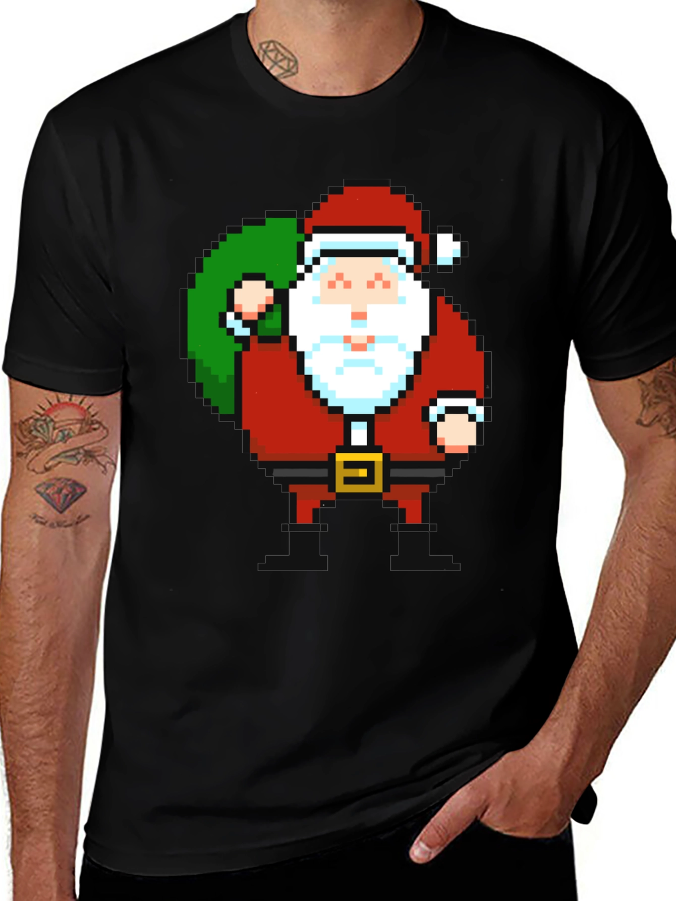Pixel Santa Graphic Tee - Holiday Cheer