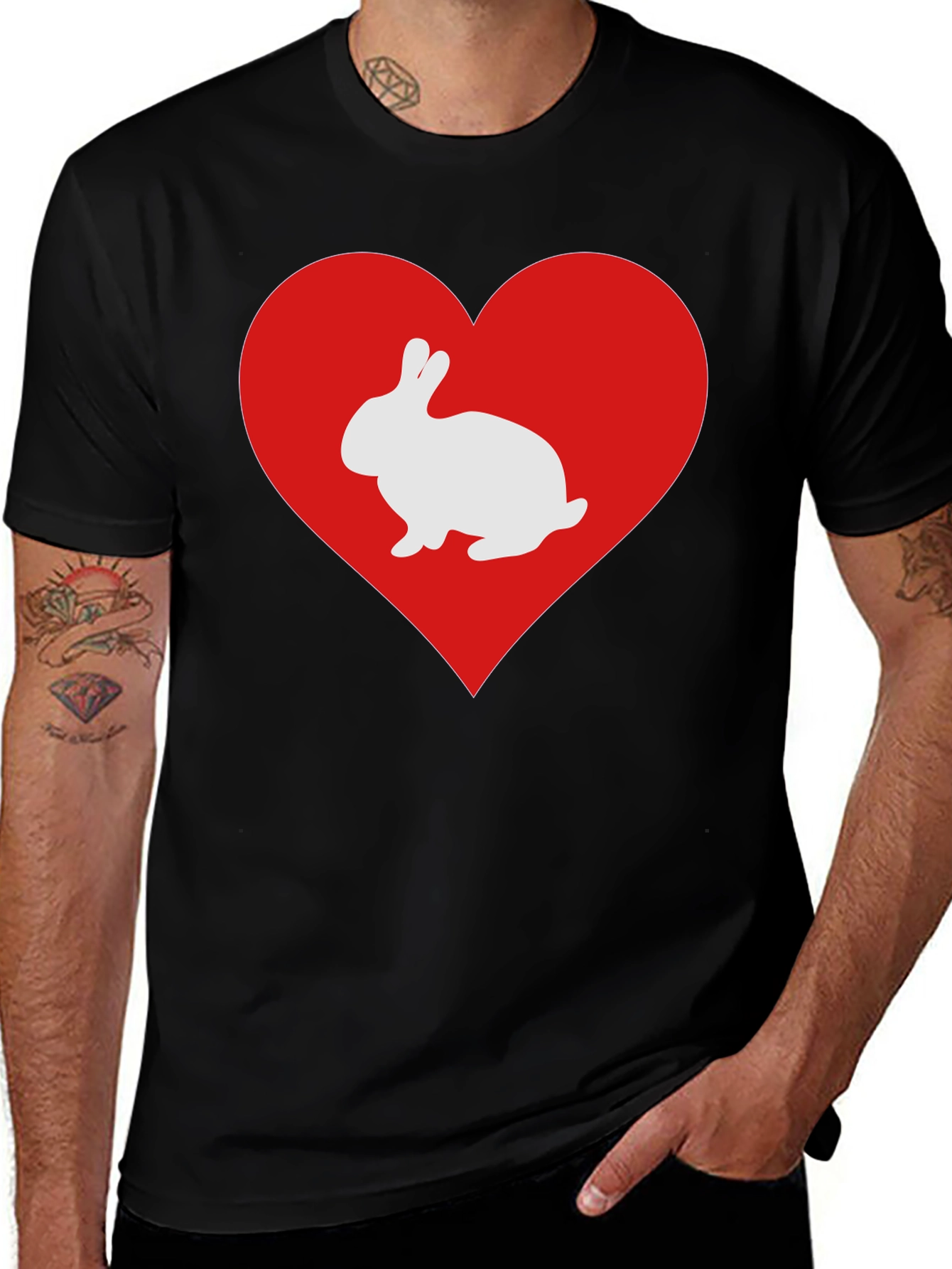 Variant 7 of Rabbit Heart Graphic Tee - Soft Cotton Comfort