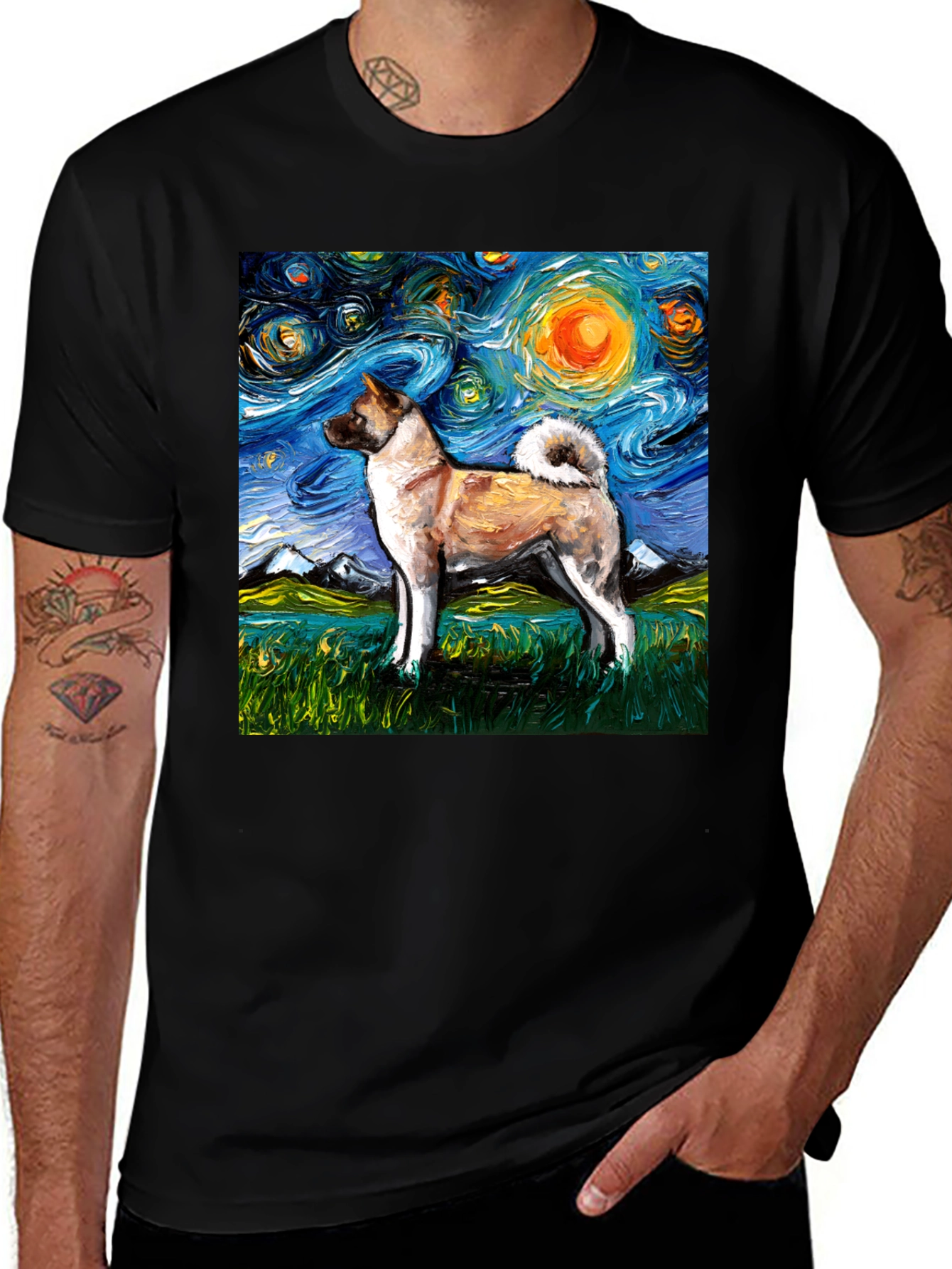 Starry Akita Dog T-Shirt