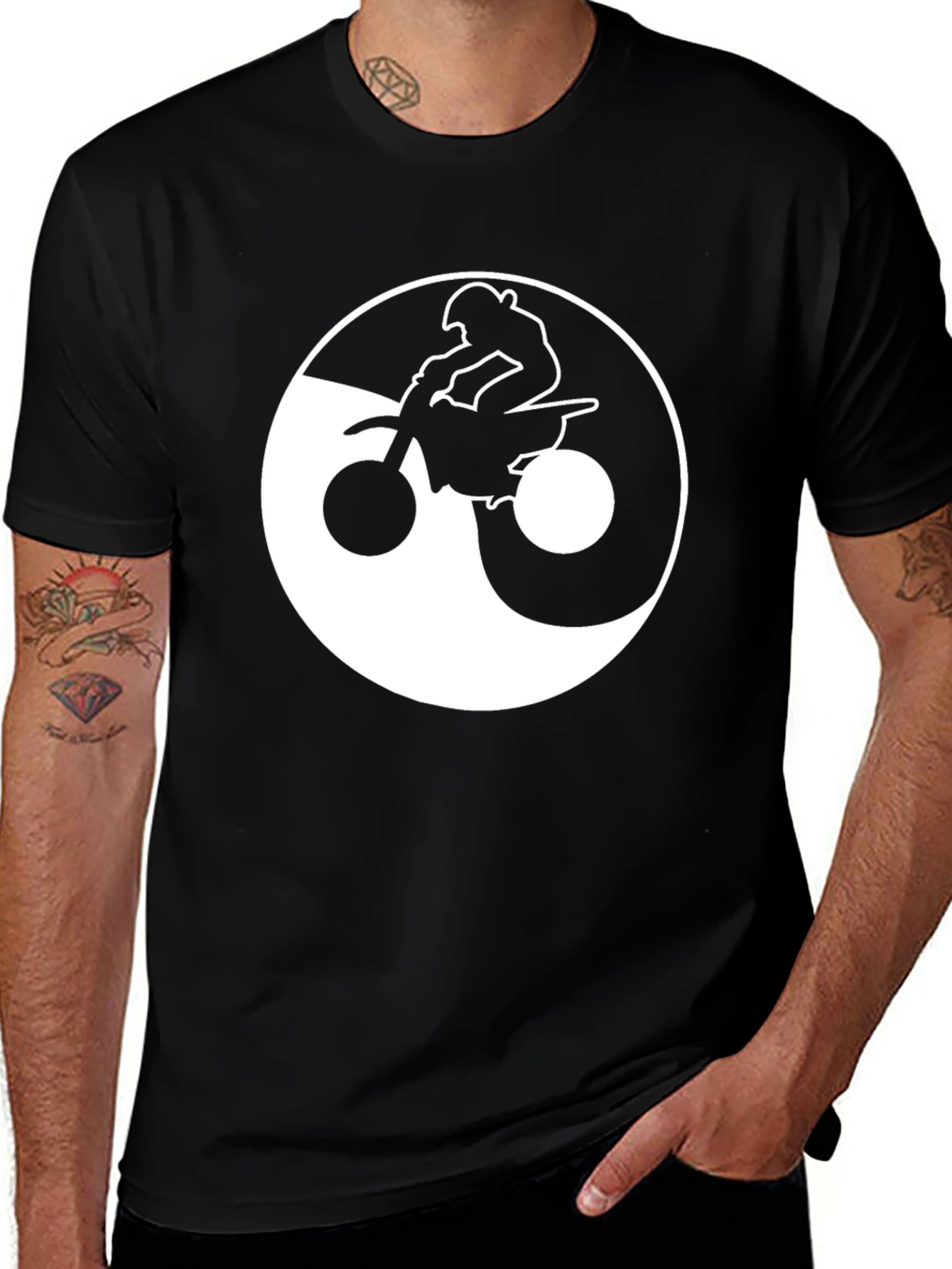 Variant 10 of Yin Yang Dirt Bike Rider Graphic T-Shirt