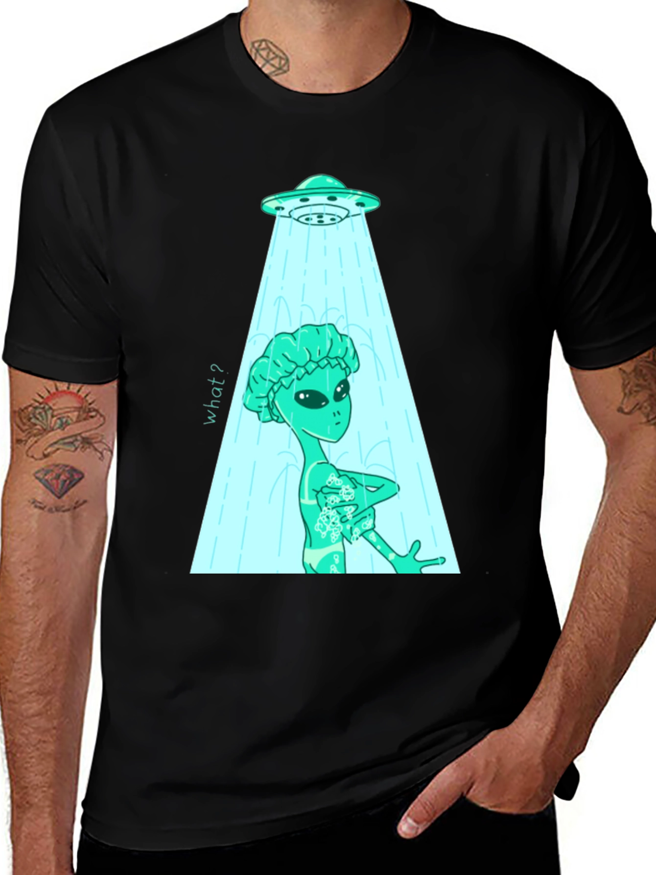 Variant 12 of Alien Shower T-Shirt - Funny UFO Abduction Tee