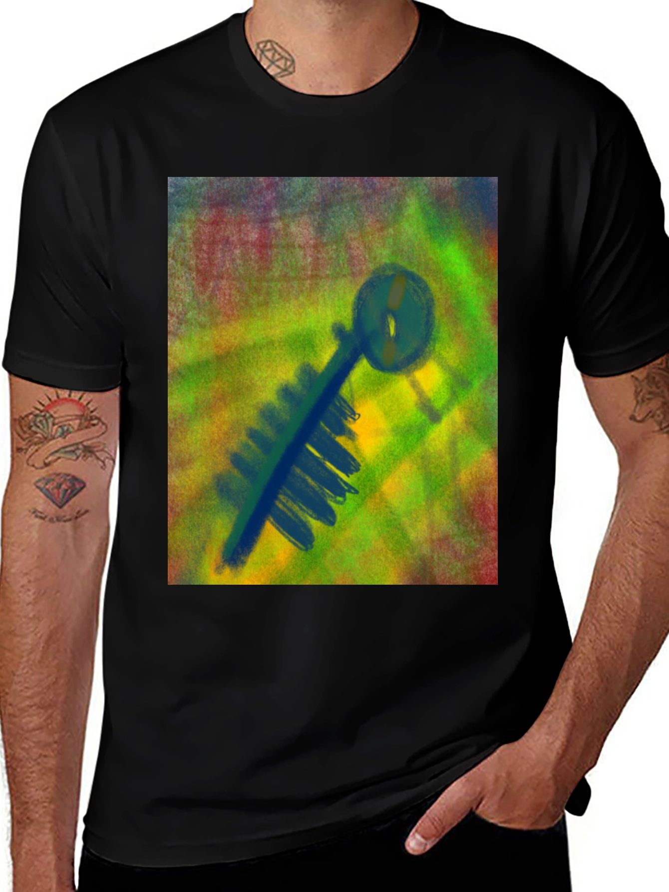 Variant 5 of Abstract Key Graphic Tee - Black