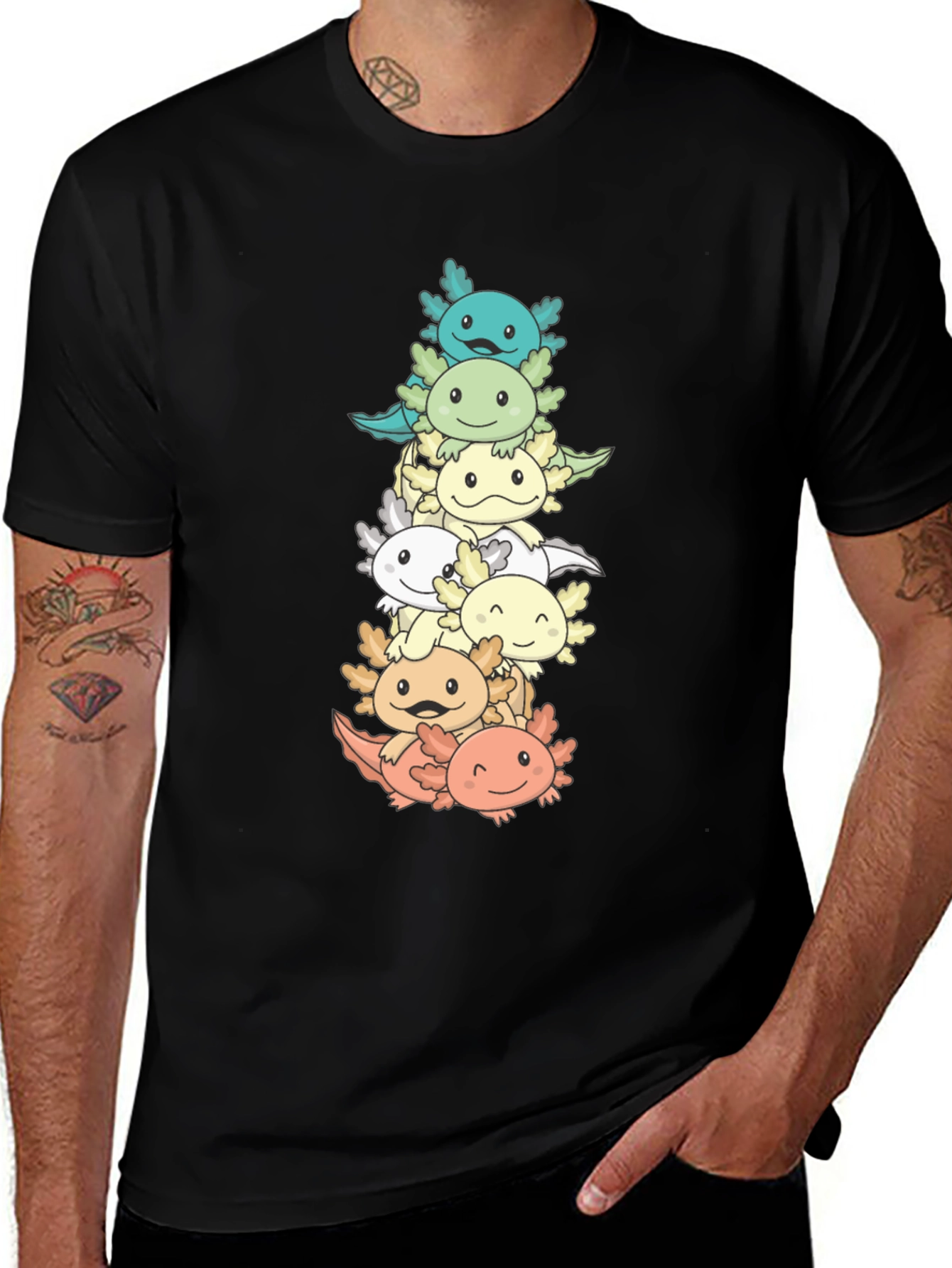 Axolotl Stack T-Shirt - Cute Amphibian Tee