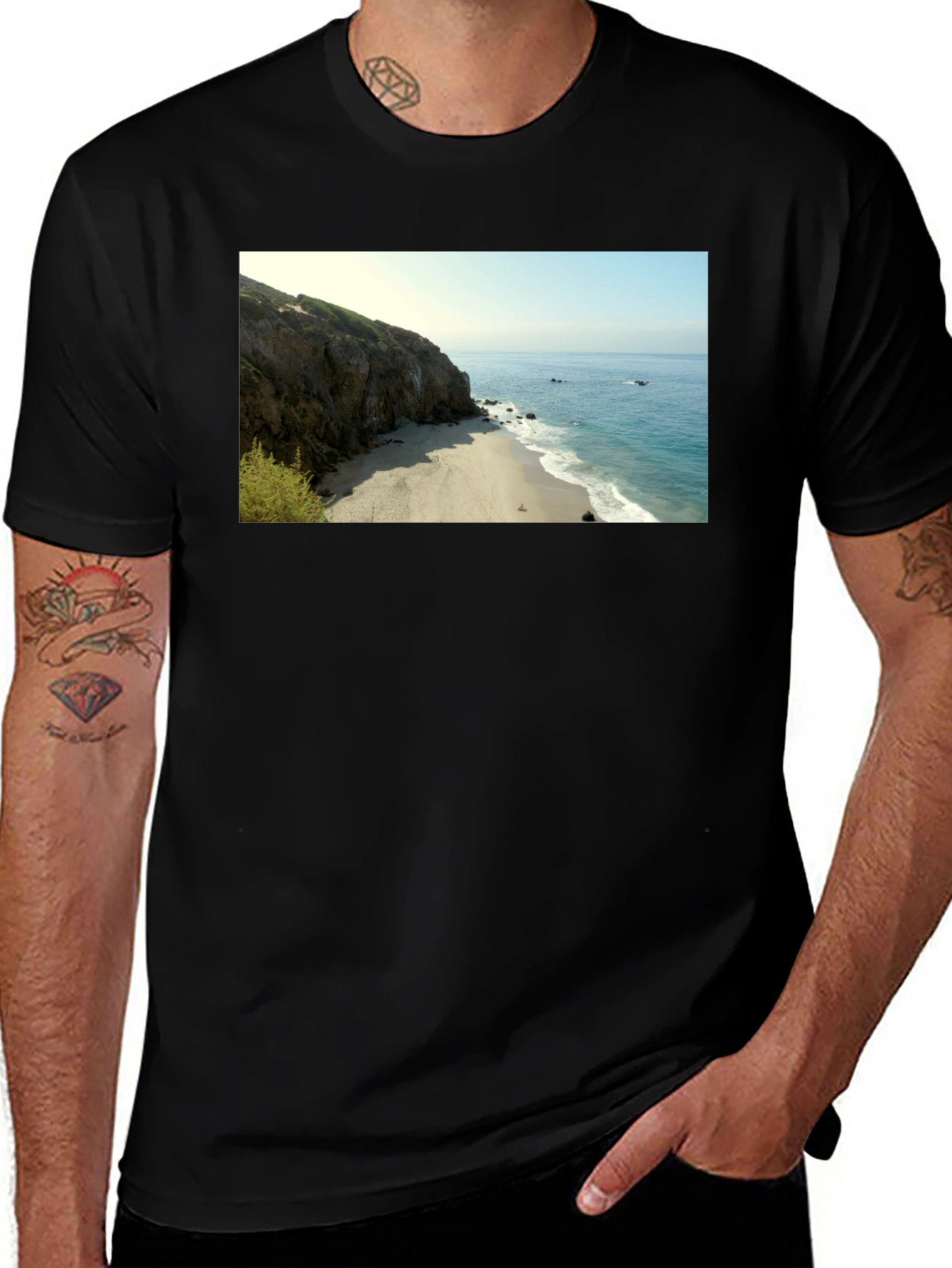 Coastal Beach Photo Black T-Shirt