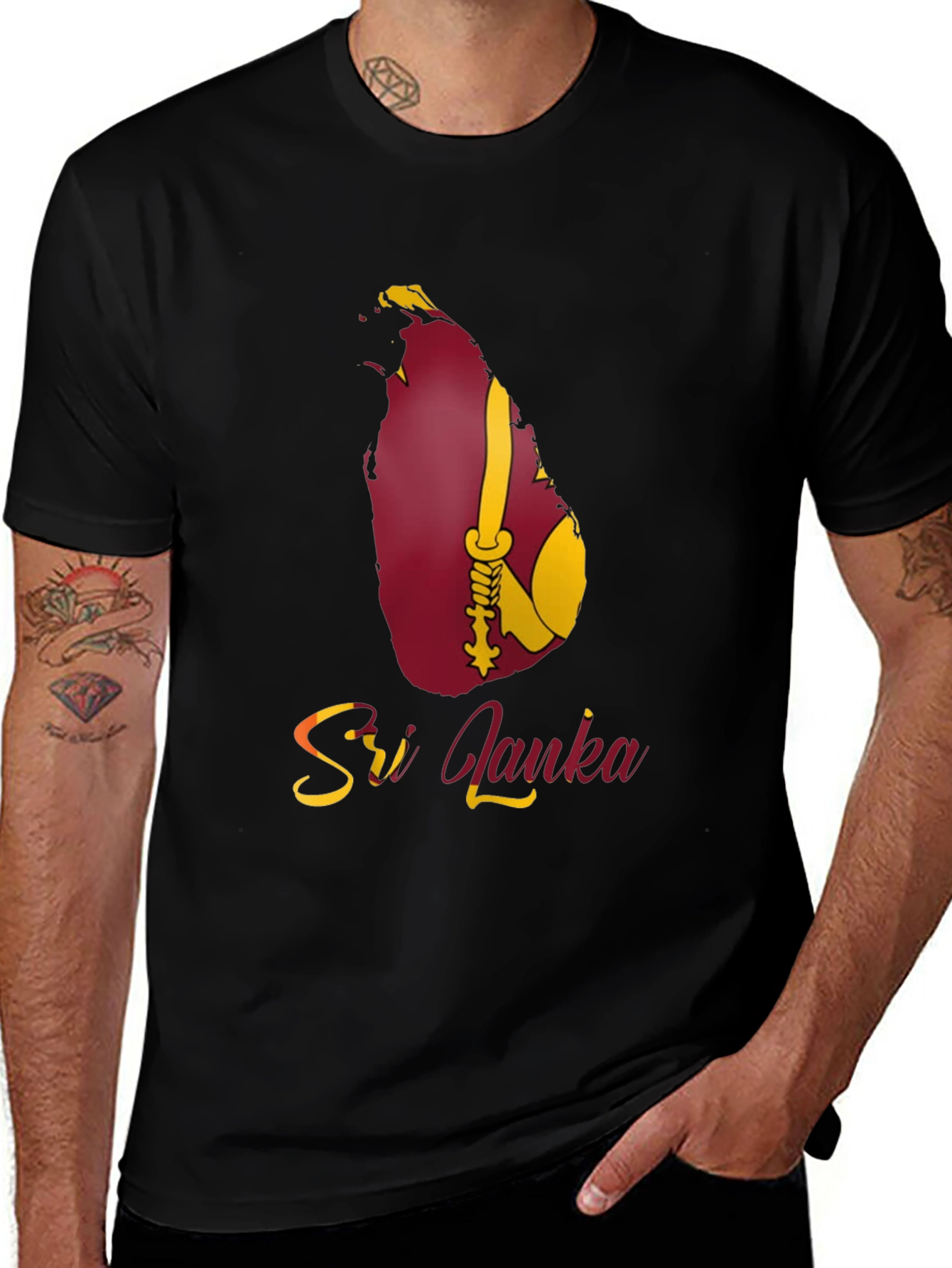 Sri Lanka Map T-Shirt - Black Graphic Tee