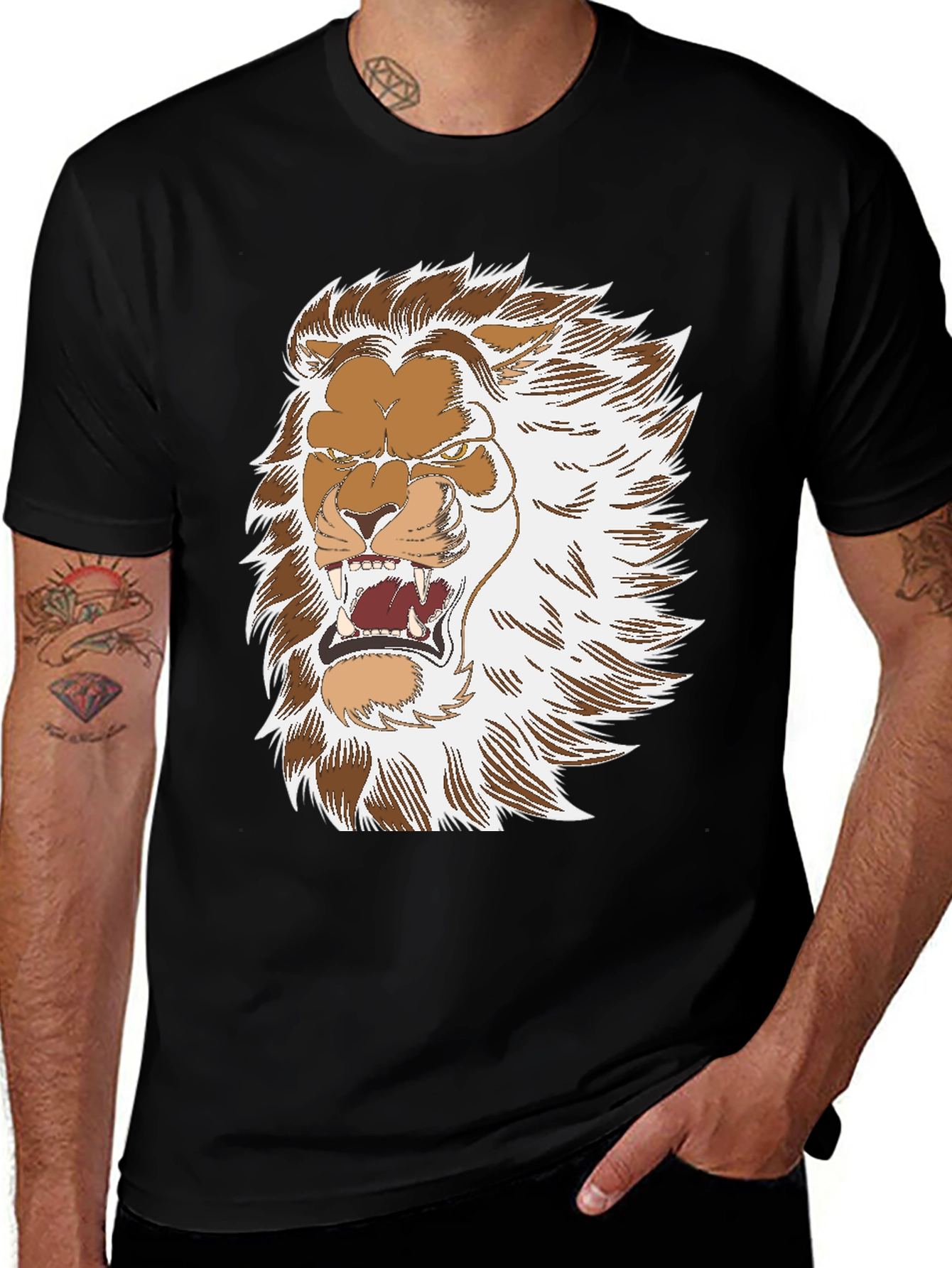 Variant 11 of Lion Graphic Print Black T-Shirt