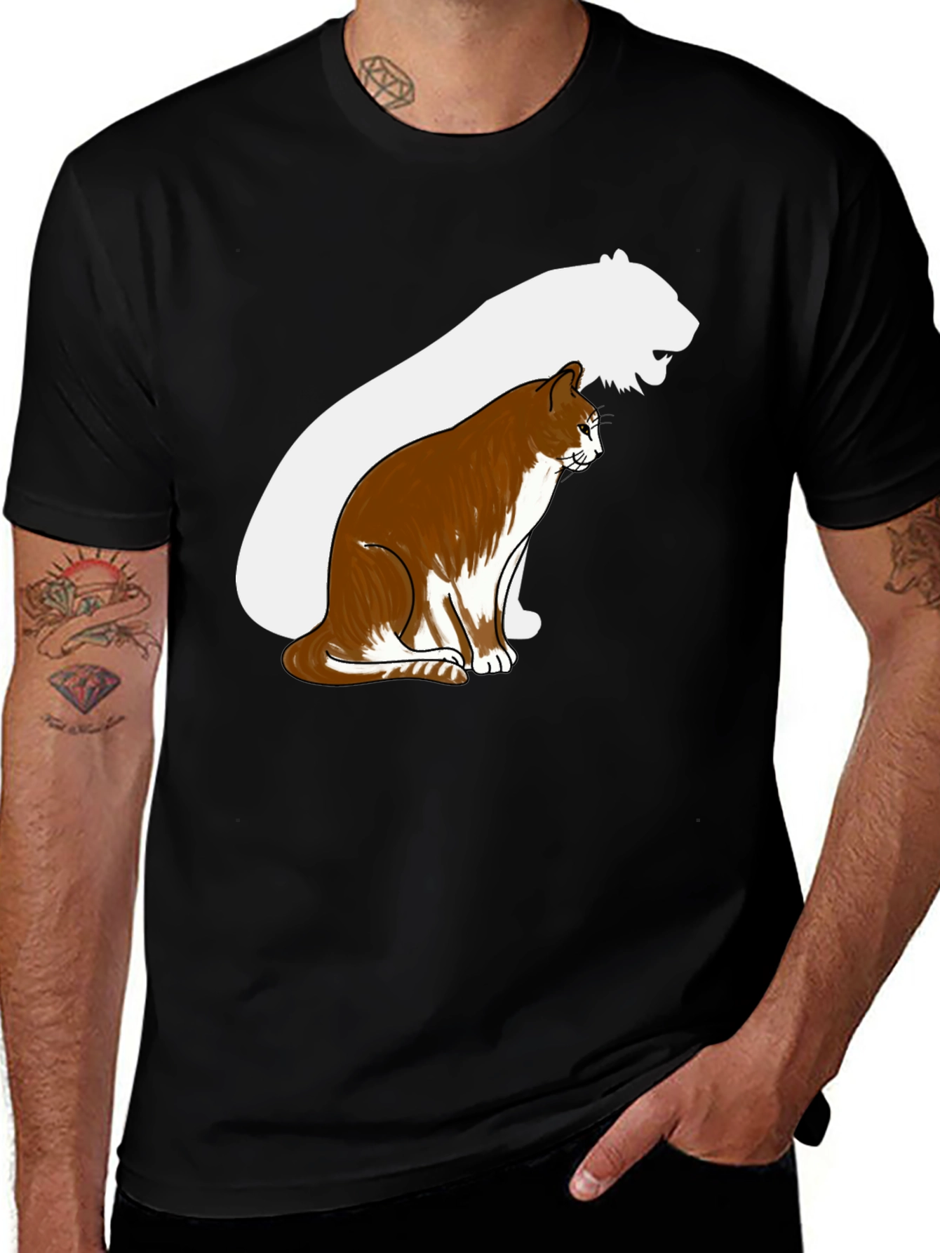 Variant 22 of Cat with Tiger Shadow Graphic T-Shirt