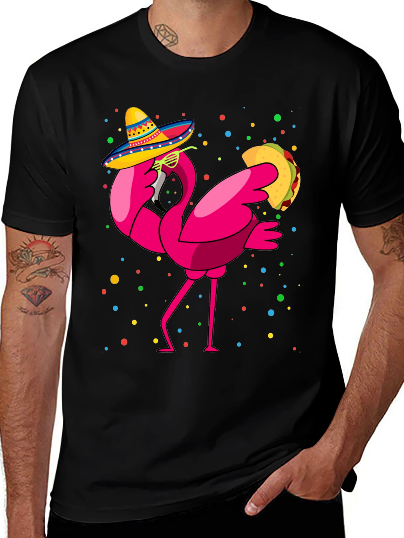 Variant 13 of Flamingo Taco Fiesta T-Shirt - Cinco de Mayo Fun!