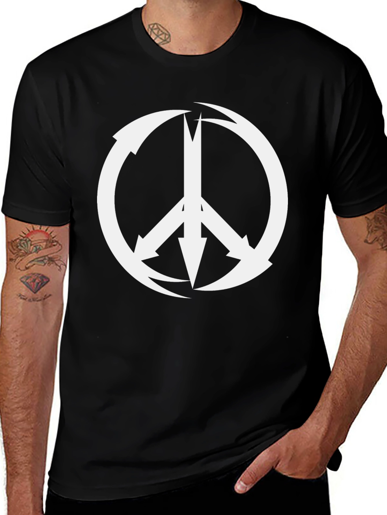 Variant 26 of Arrow Peace Sign Black T-Shirt - Graphic Tee