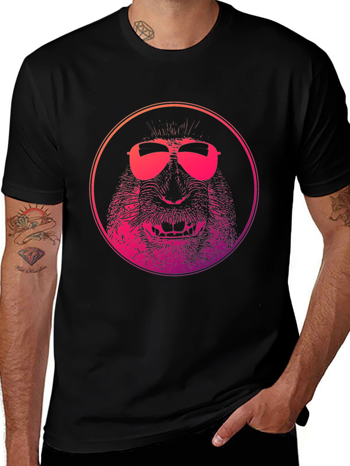 Cool Monkey Graphic Tee - Men's Black T-Shirt