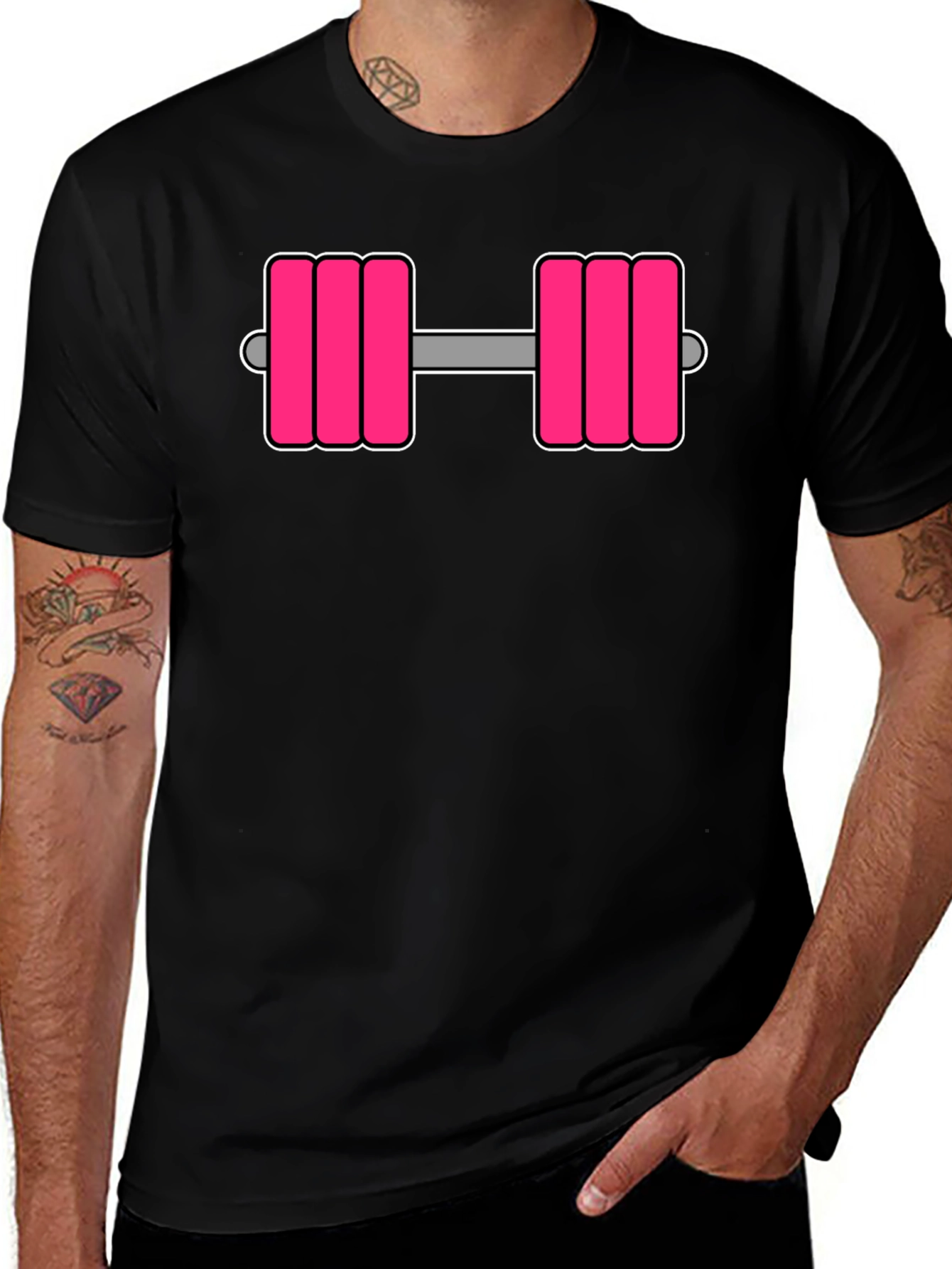 Variant 19 of Pink Dumbbell Graphic Tee - Workout Ready!