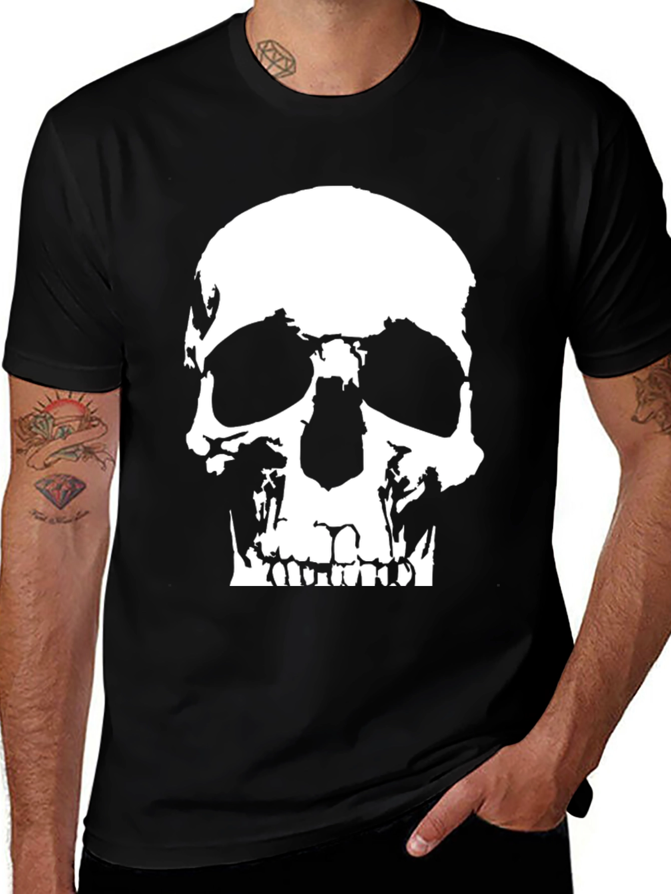 Variant 13 of Skull Graphic T-Shirt - Bold Black Tee