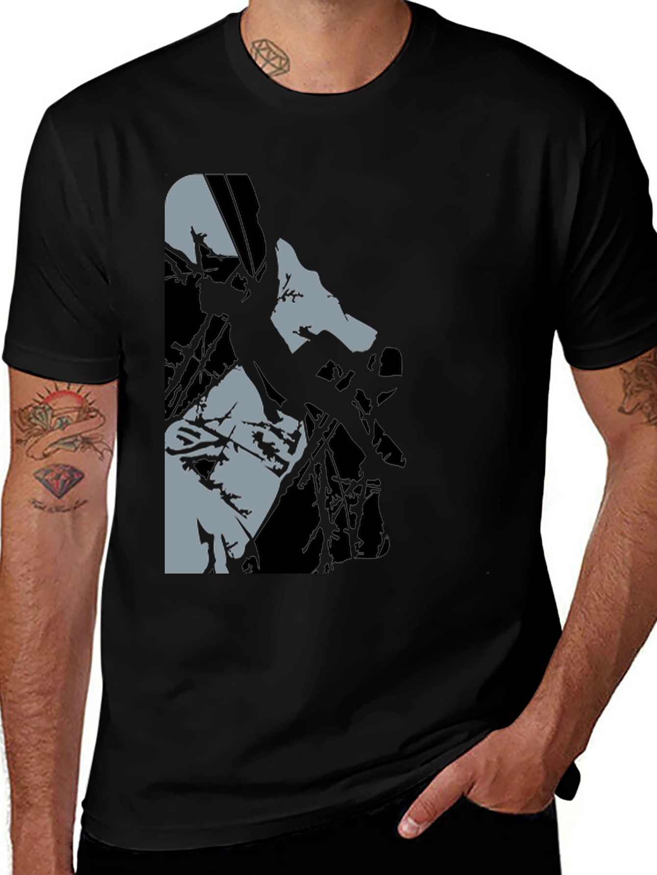 Black Black Graphic Tee: Climbing Silhouette main image