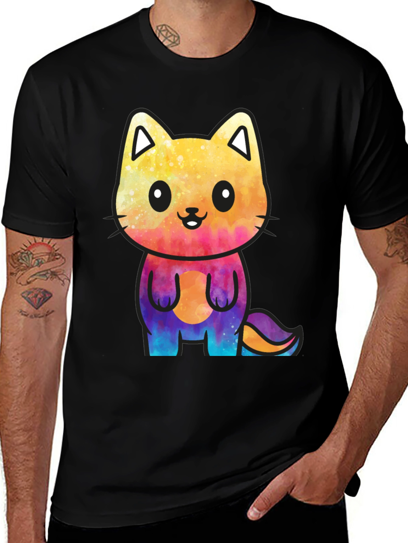 Variant 2 of Watercolor Cat Graphic Tee - Unique Unisex Design