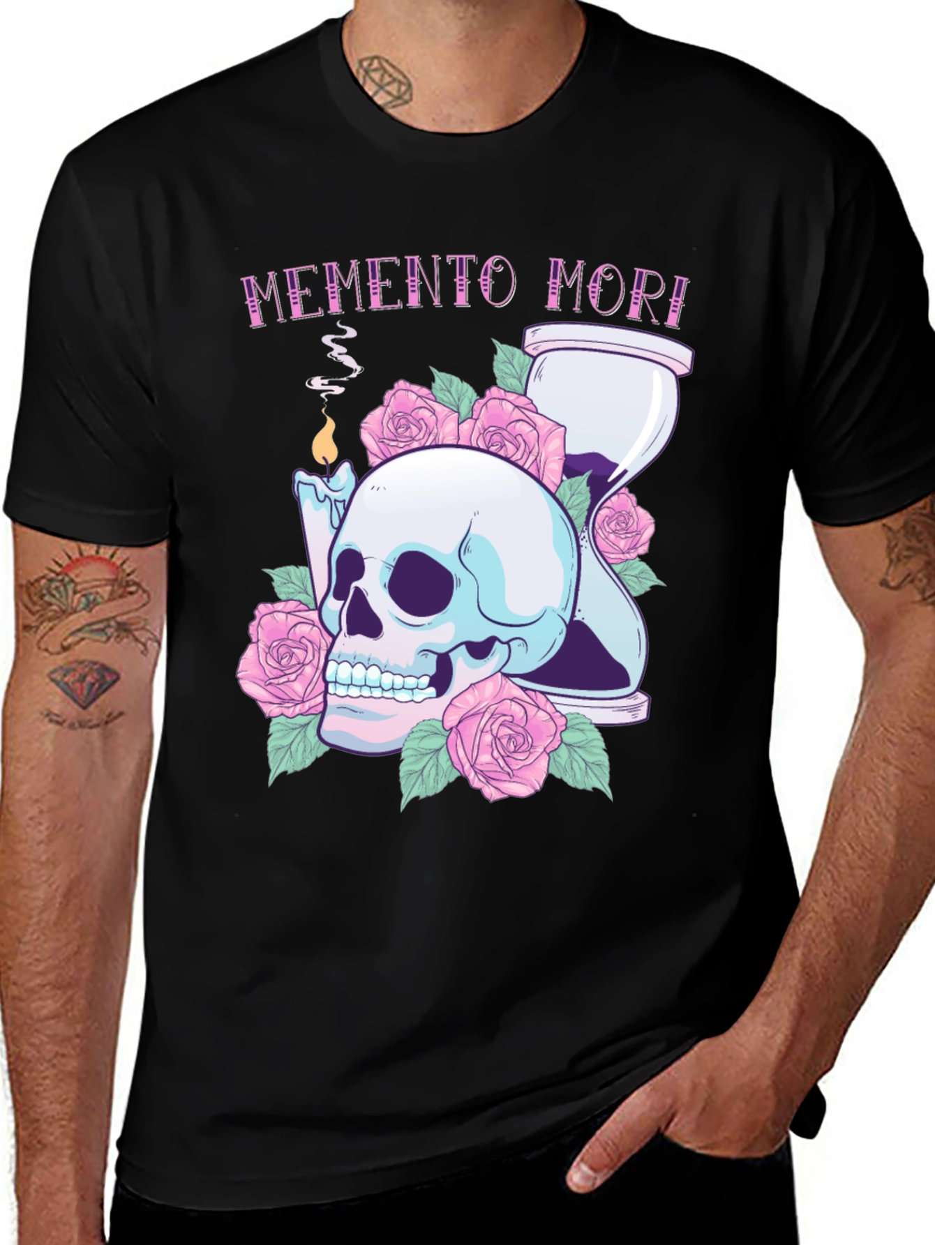 Memento Mori Skull & Roses Graphic Tee