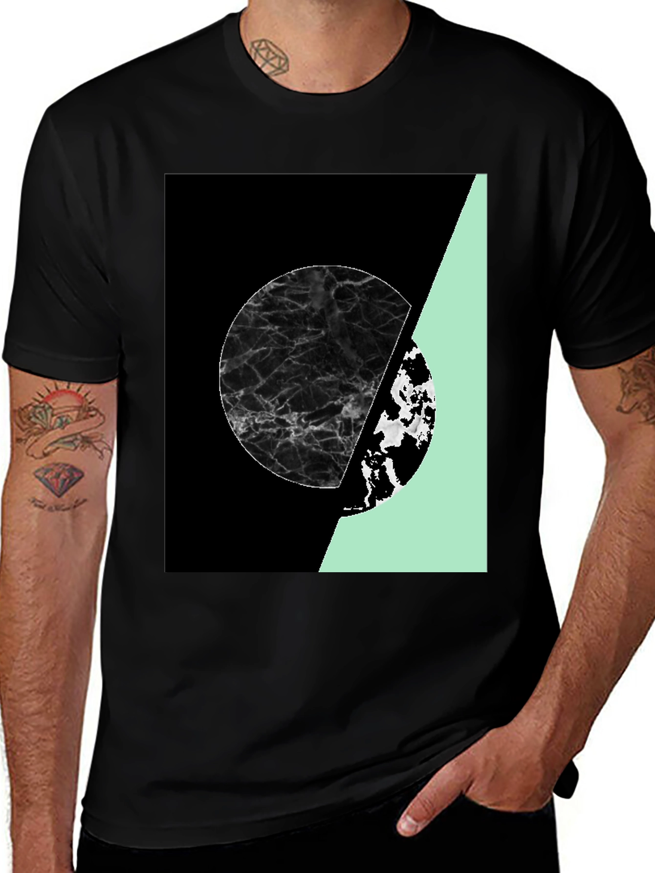 Variant 30 of Abstract Marble Graphic Black Tee