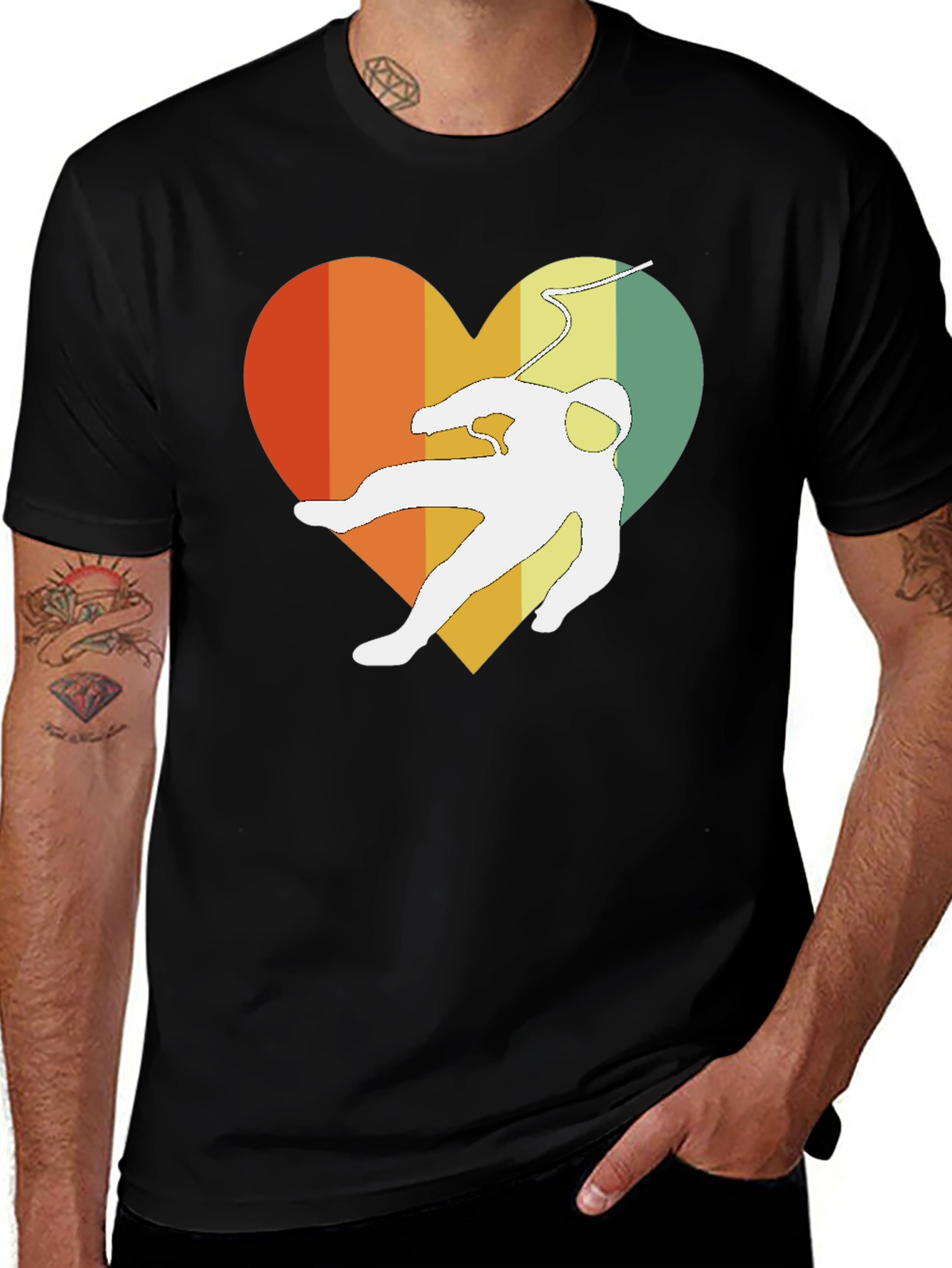 Variant 19 of Retro Spaceman Heart Graphic Tee