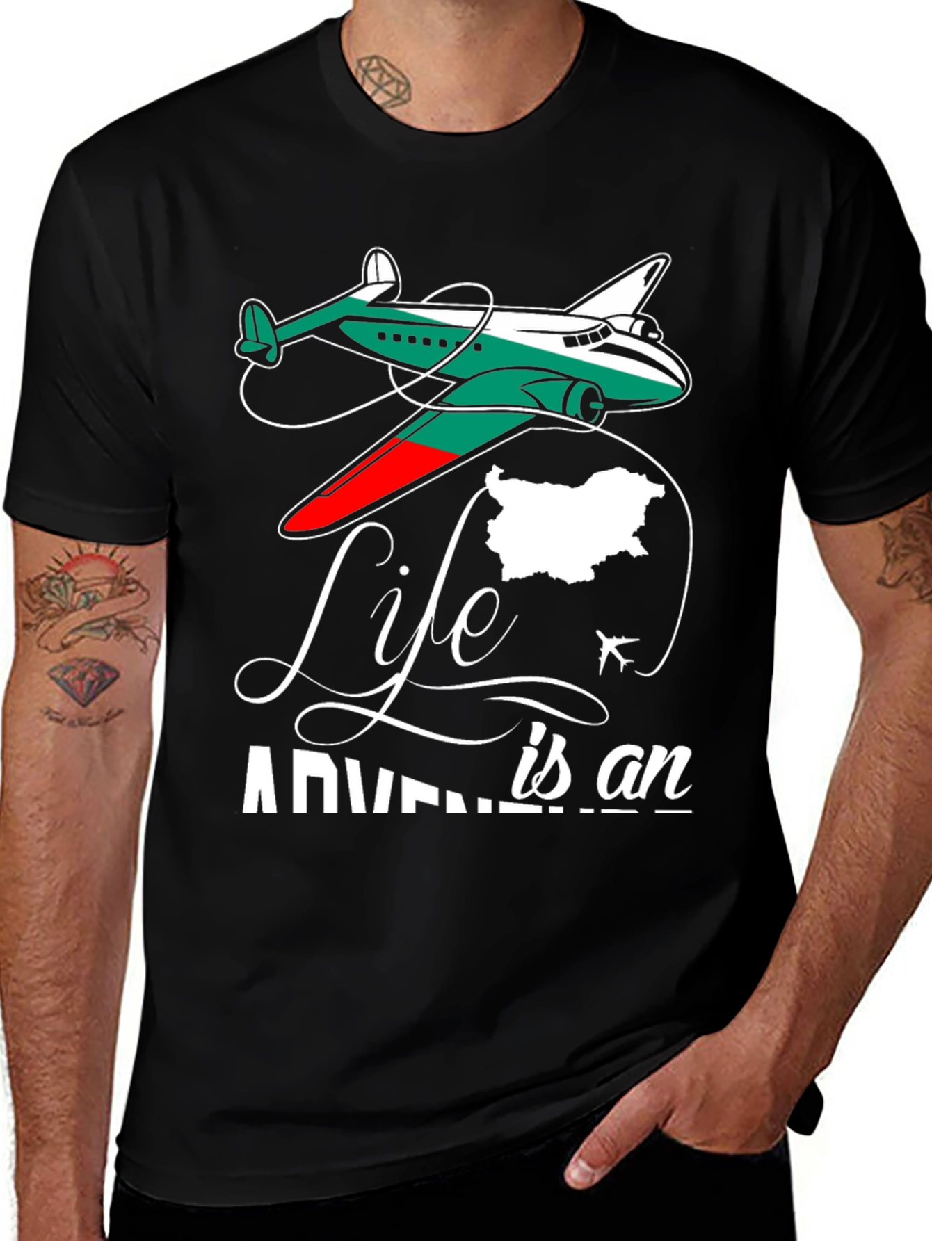 Variant 15 of Life is an Adventure Bulgaria Airplane T-Shirt
