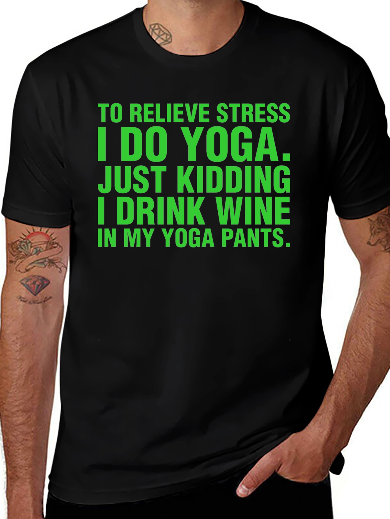 Variant 12 of Yoga & Wine Graphic Tee - Relaxing Humor
