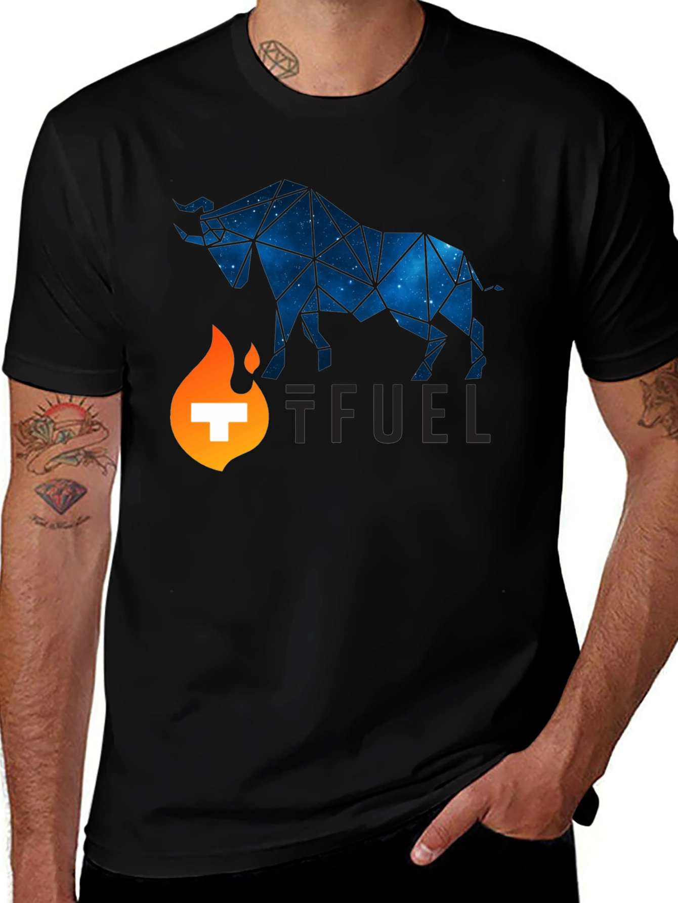 Theta Fuel Bull Graphic Tee - Black Cotton Blend T-Shirt