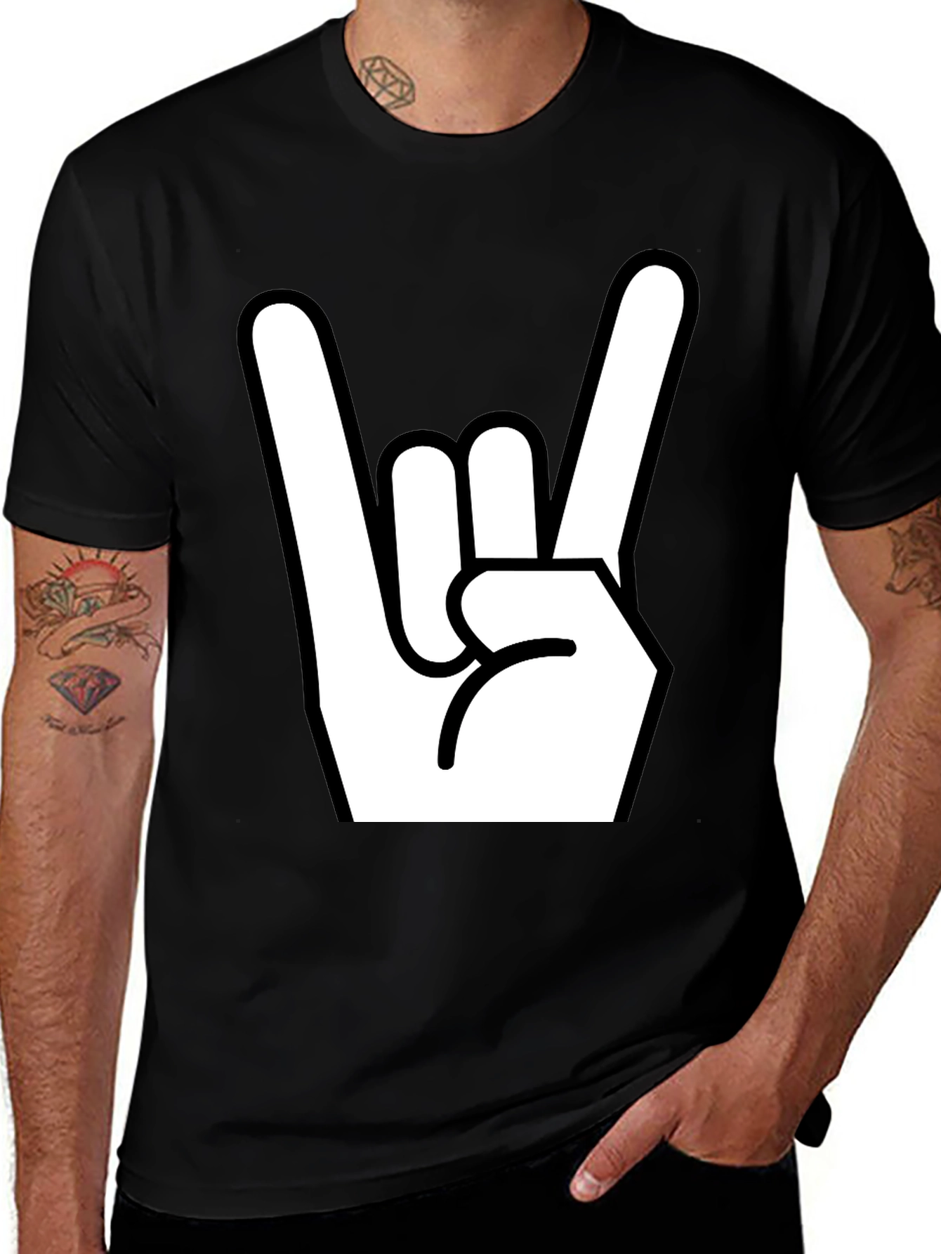 Variant 22 of Rock On Hand Gesture Graphic T-Shirt