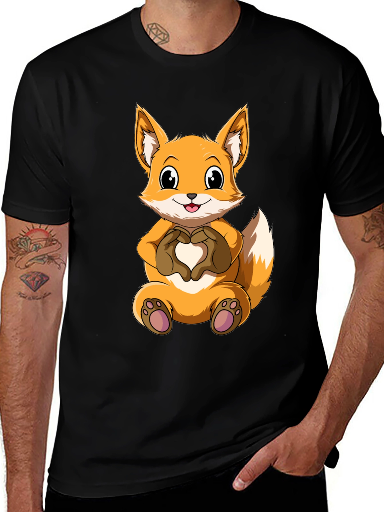 Variant 23 of Cute Fox Heart Hands Graphic T-Shirt