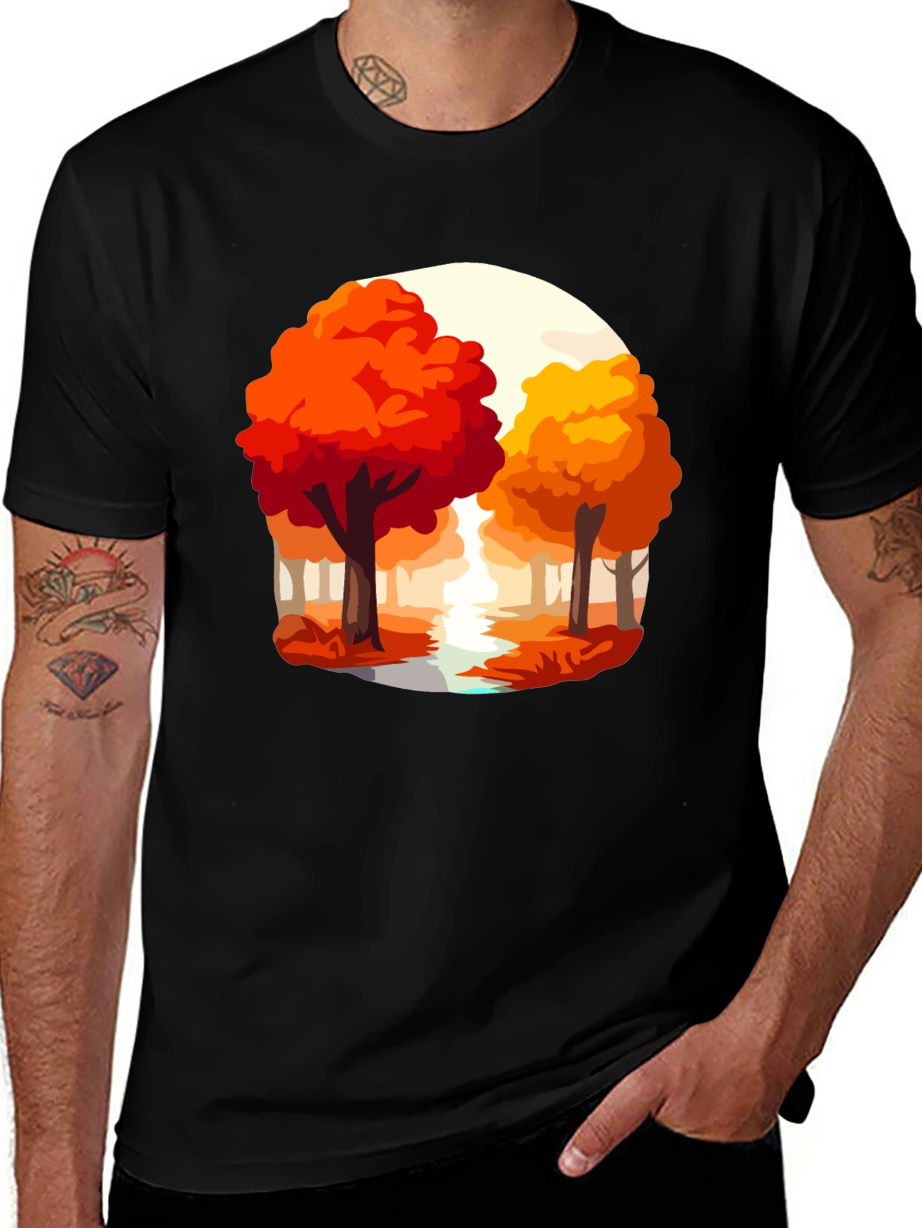 Variant 17 of Autumn Trees Graphic Tee - Nature Inspired Shirt