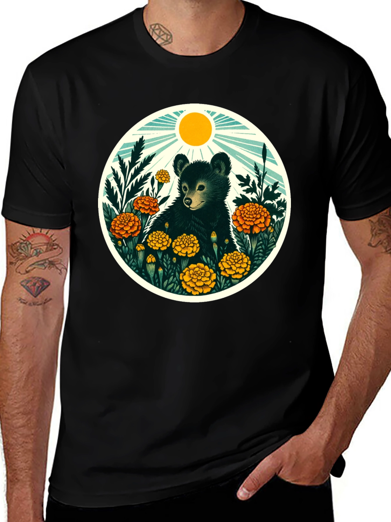 Variant 17 of Bear in Flowers Graphic T-Shirt