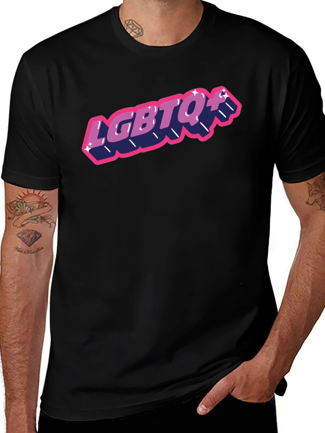 Variant 11 of LGBTQ+ Pride Graphic Tee - Black Cotton Blend