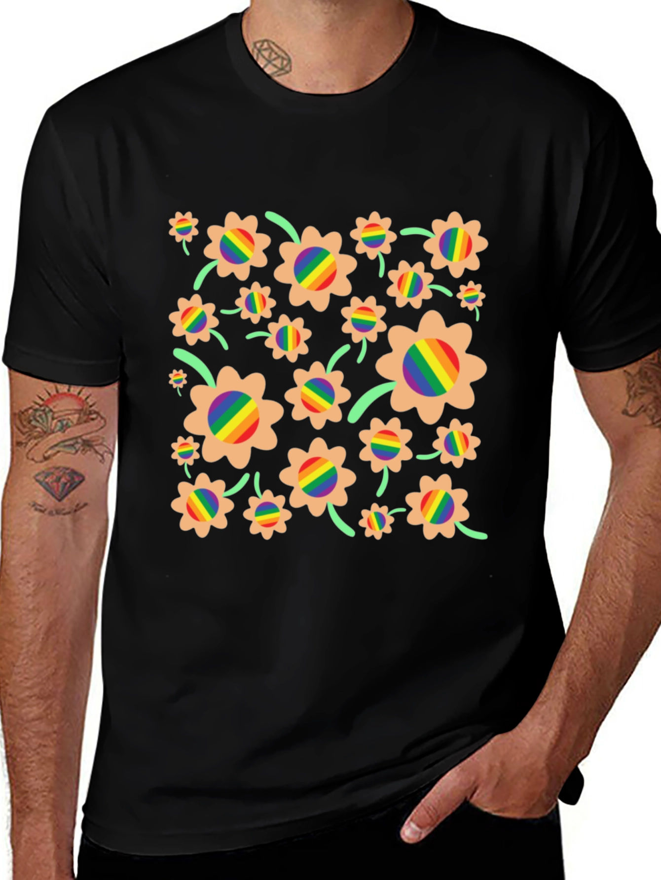Variant 6 of Rainbow Floral Graphic Tee