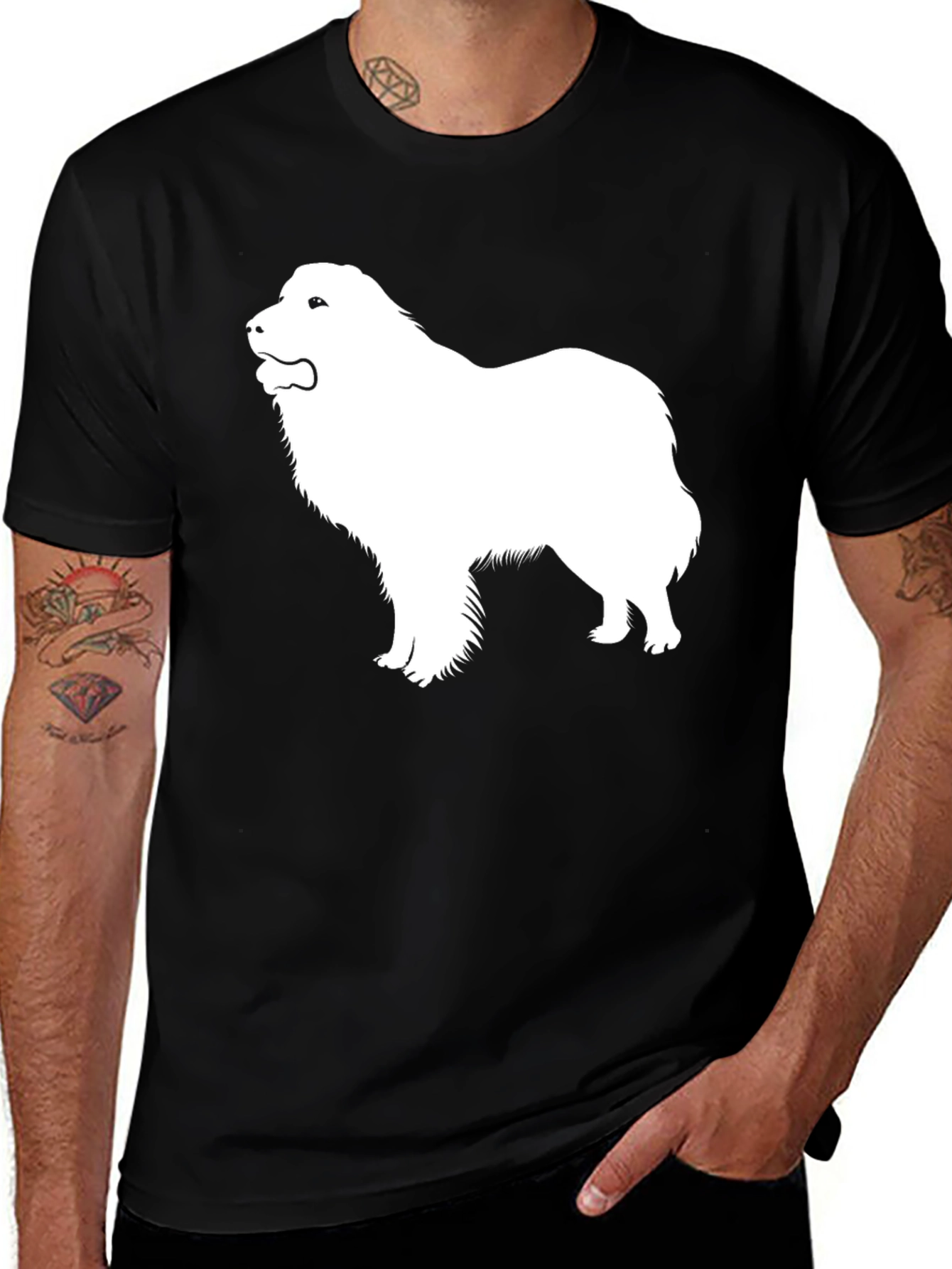 Variant 22 of Great Pyrenees Dog Silhouette Black T-Shirt
