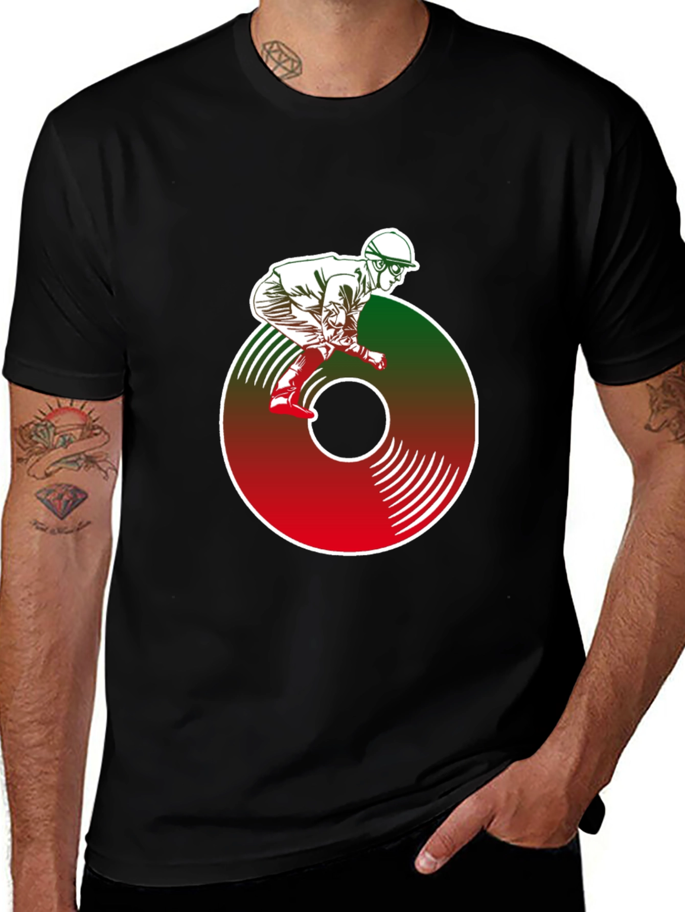 Variant 9 of Vinyl Jockey Tee - Retro DJ Horse Racing Graphic T-Shirt