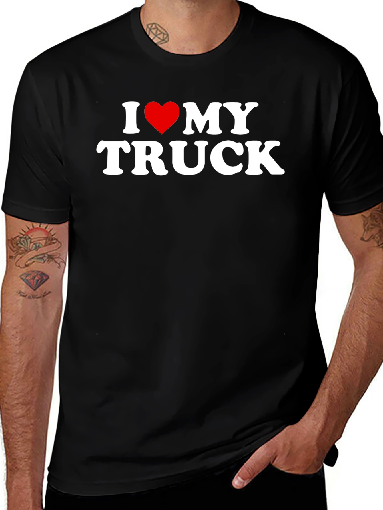 Variant 8 of I Love My Truck Graphic Tee - Black