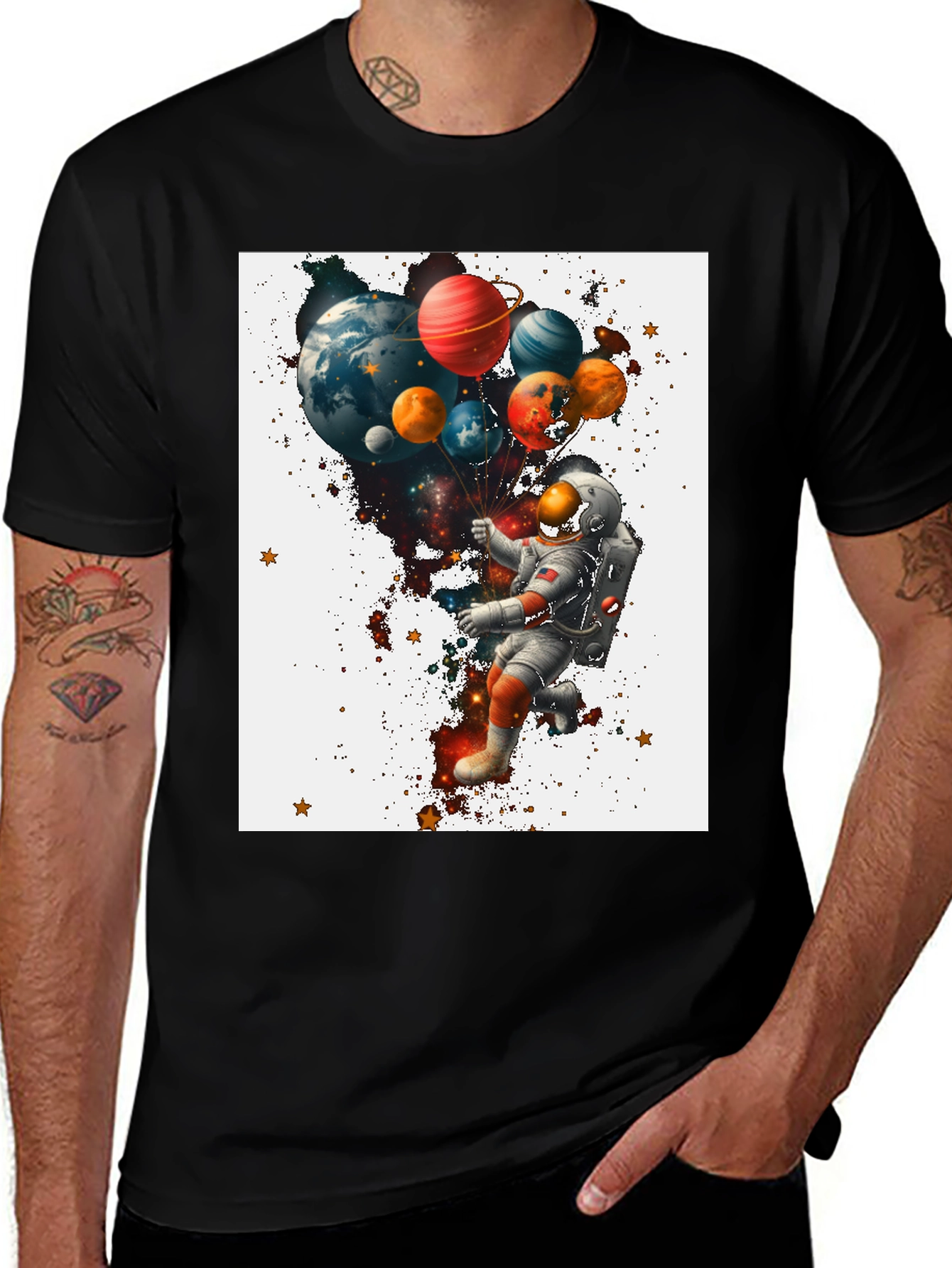 Variant 29 of Astronaut Planet Balloons Graphic T-Shirt