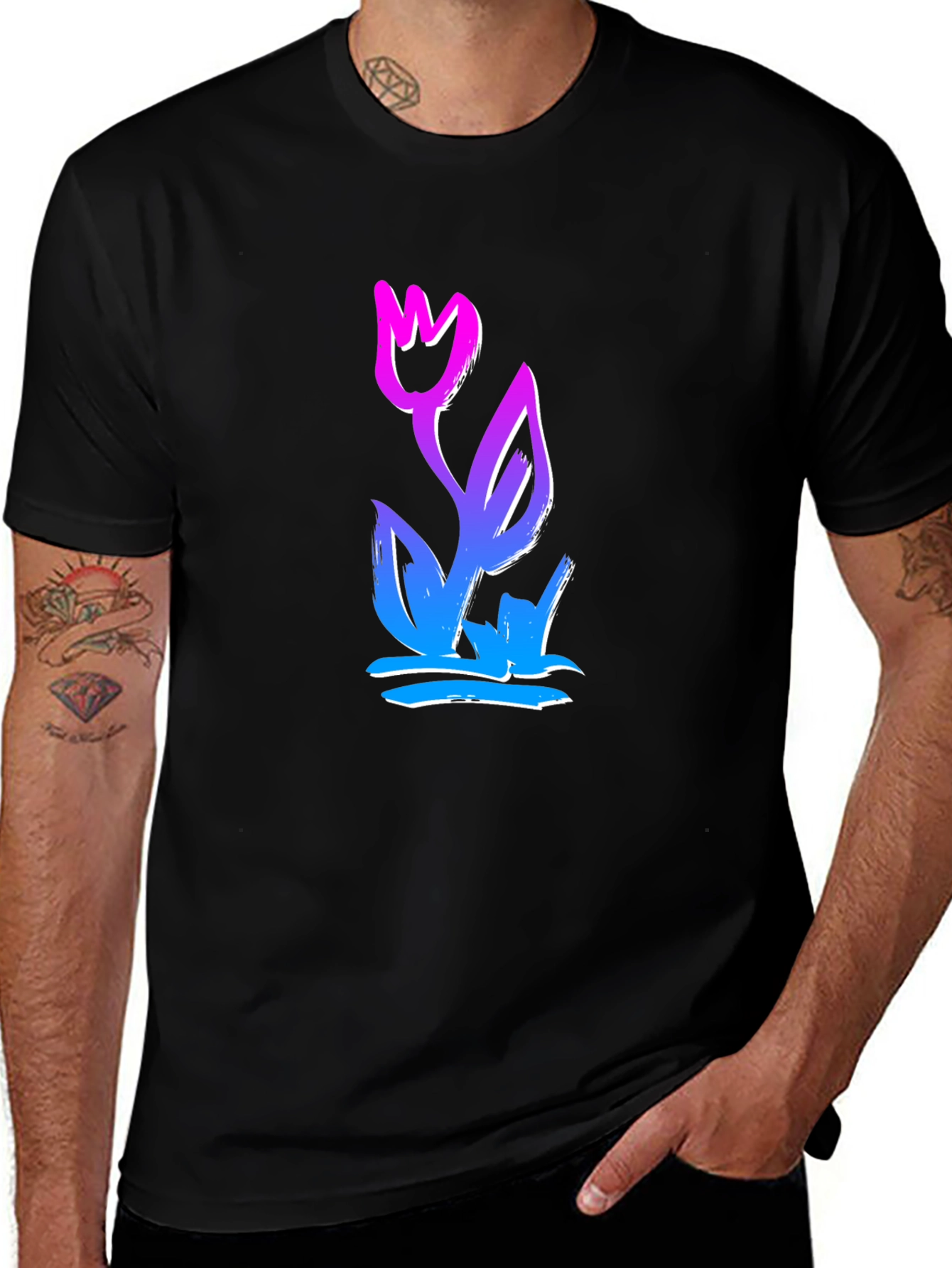 Variant 26 of Abstract Floral Graphic Black T-Shirt