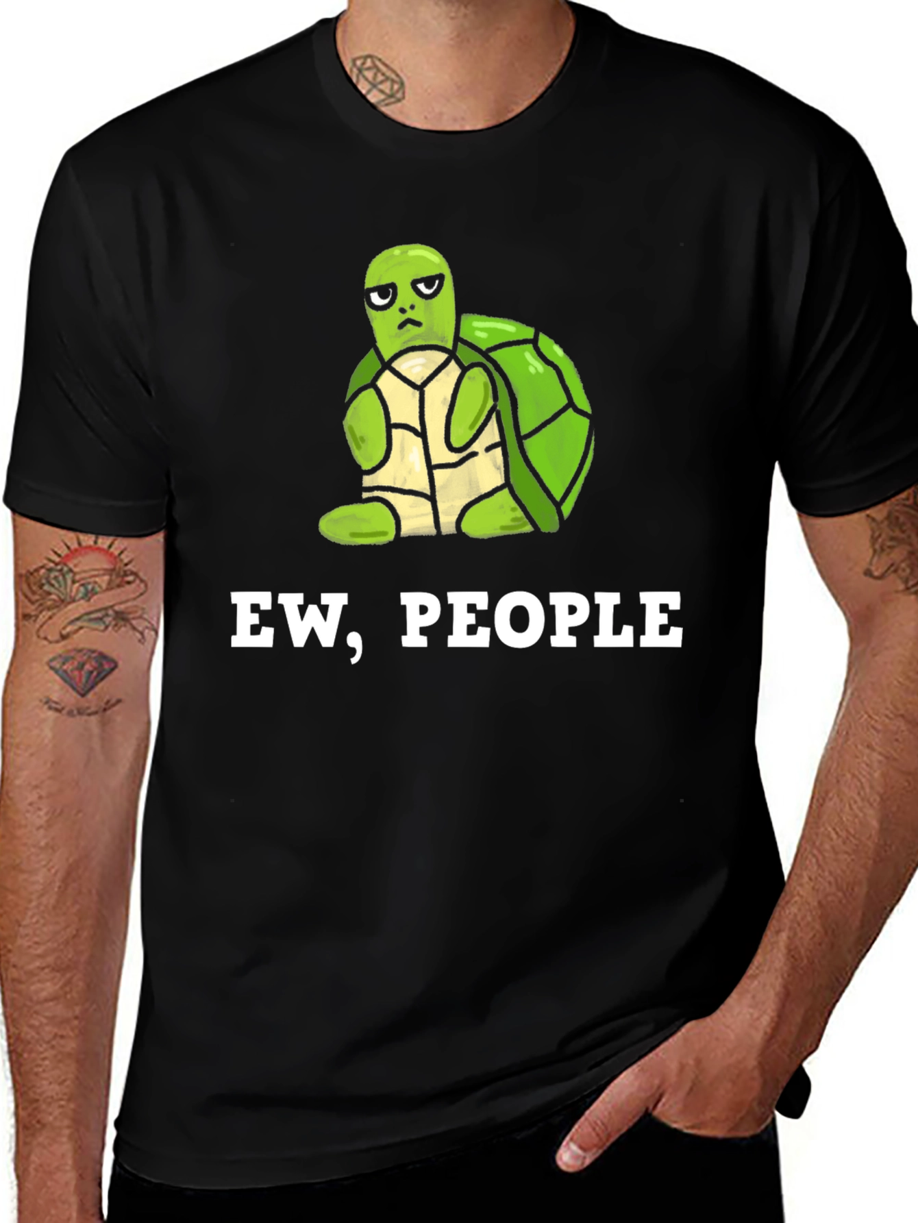 Variant 13 of Ew, People Turtle Graphic Tee - Unisex Black T-Shirt