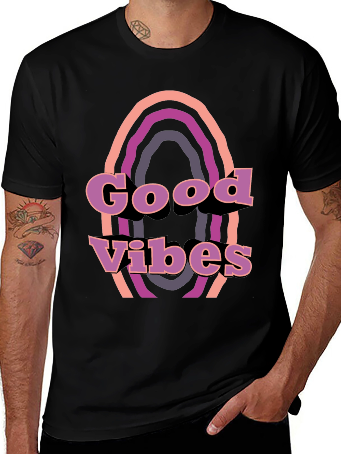 Variant 3 of Good Vibes Retro Graphic Tee - Black