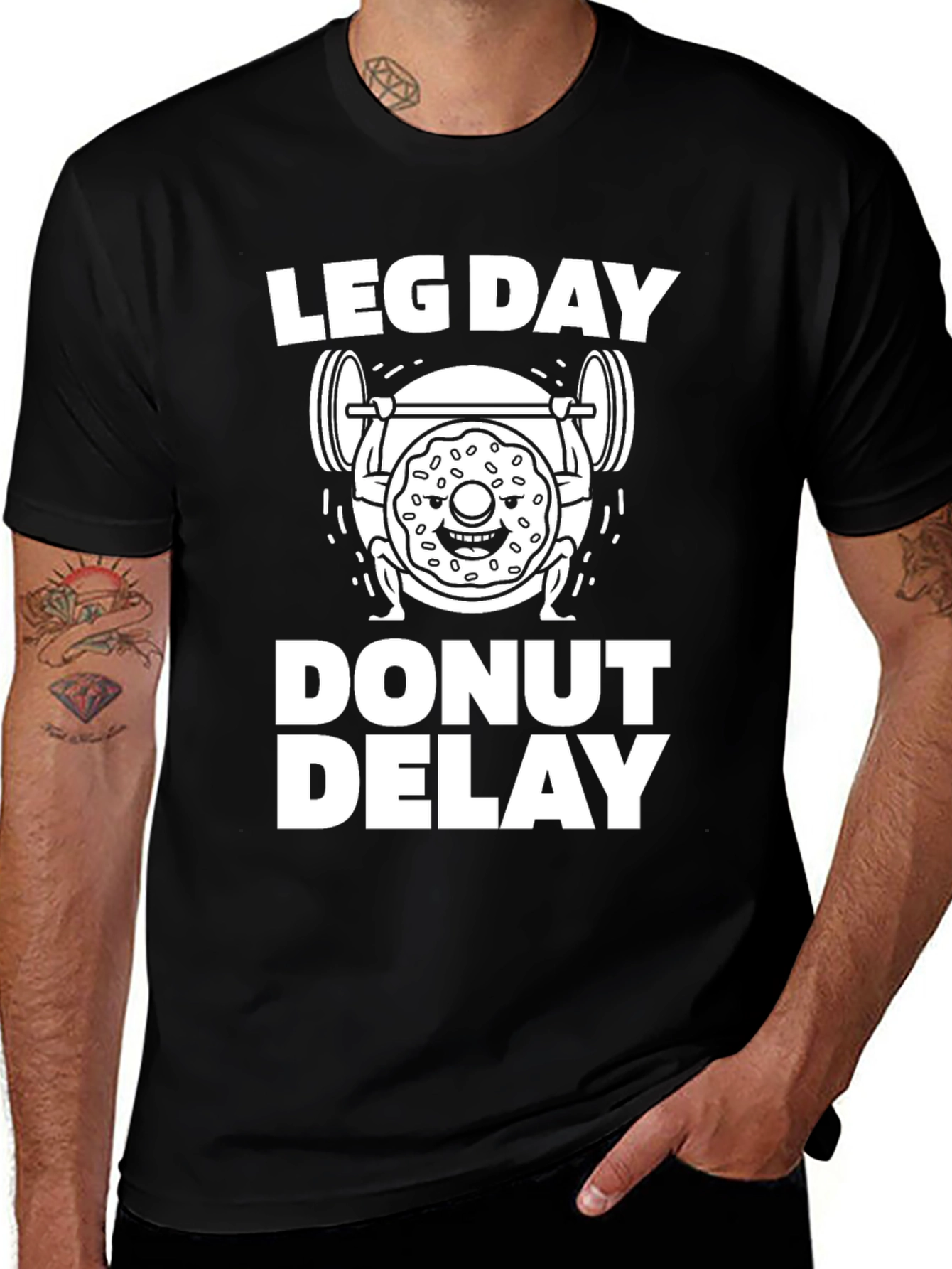 Leg Day Donut Delay Funny Workout T-Shirt