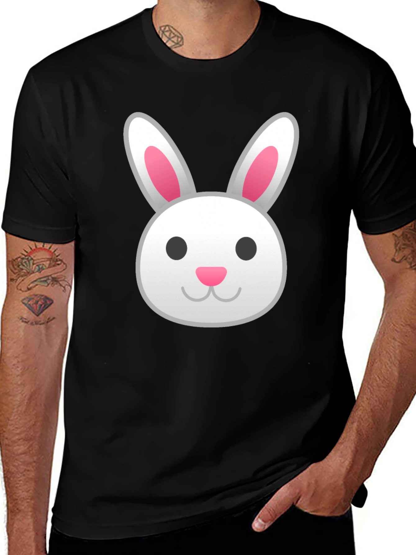Variant 20 of Bunny Emoji Graphic Tee - Black Cotton T-Shirt