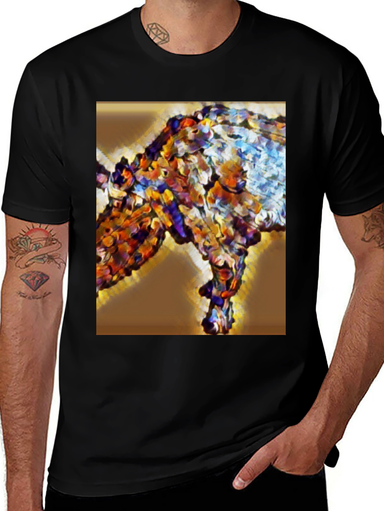 Variant 12 of Abstract Art Rhino Graphic Tee - Stylish Men's Black T-Shirt