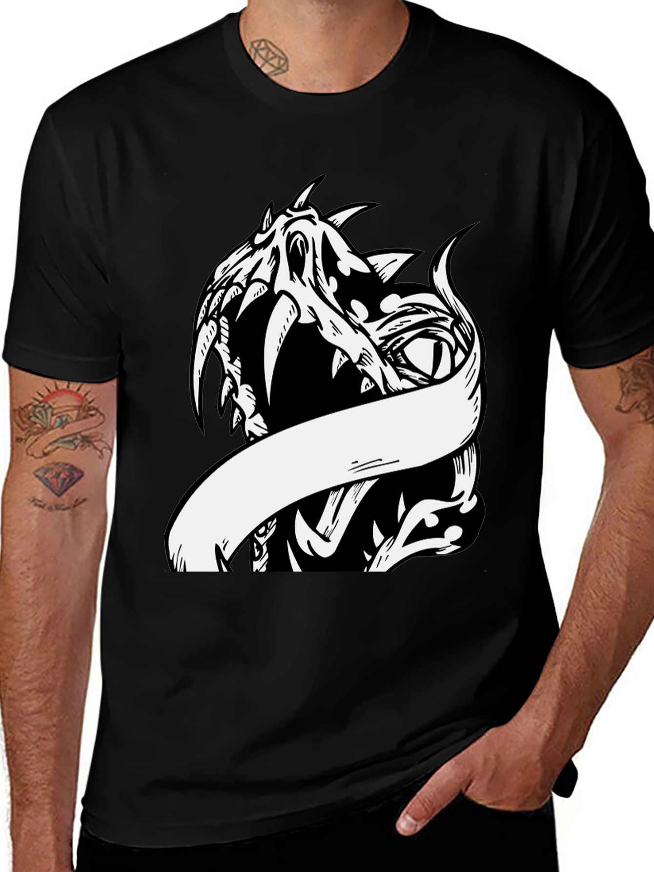 Variant 25 of Edgy Dragon Graphic Print Tee