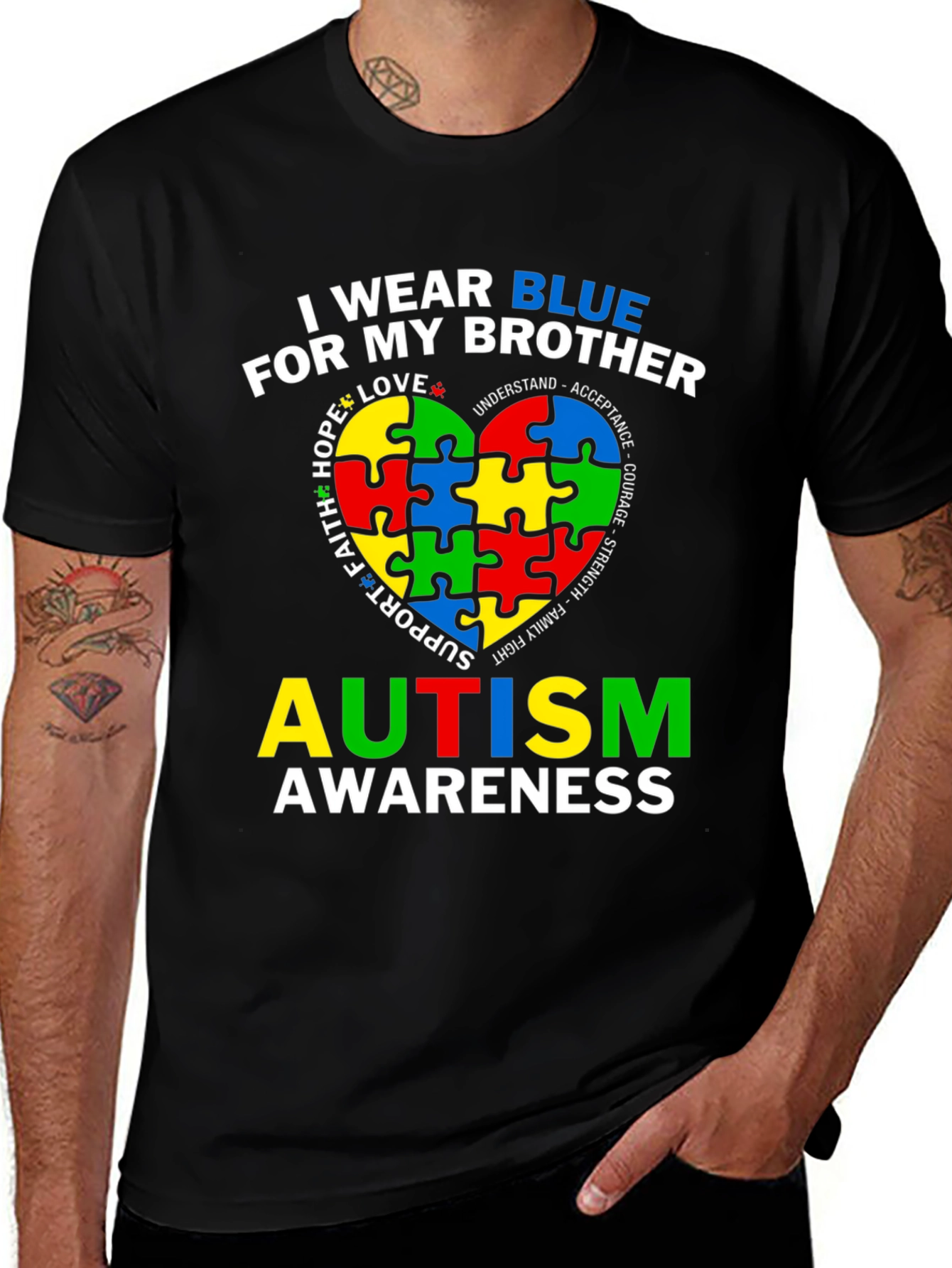 Autism Awareness T-Shirt: I Wear Blue For My Brother