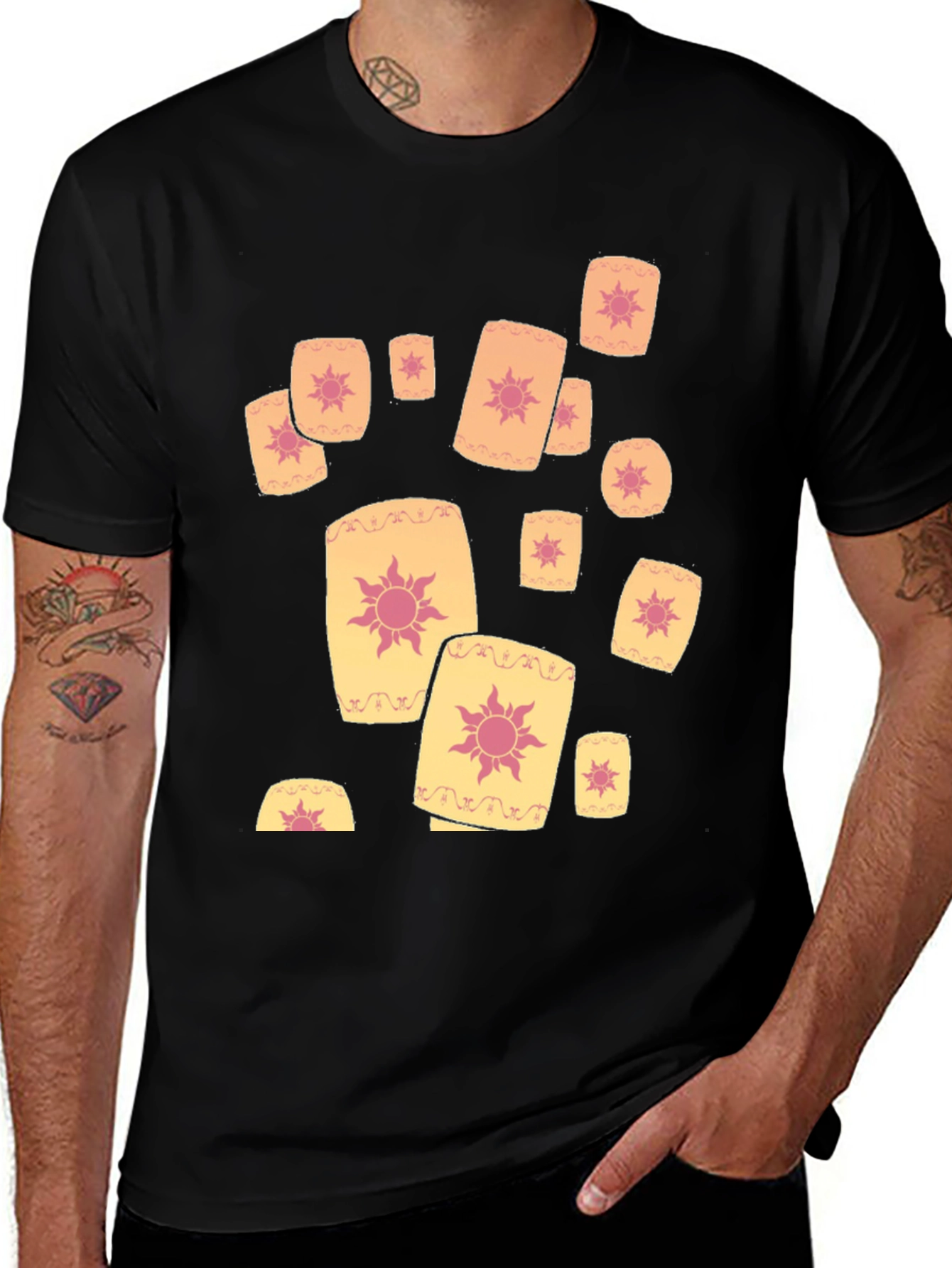 Variant 22 of Tangled Lanterns T-Shirt - Black - Dreamy Design