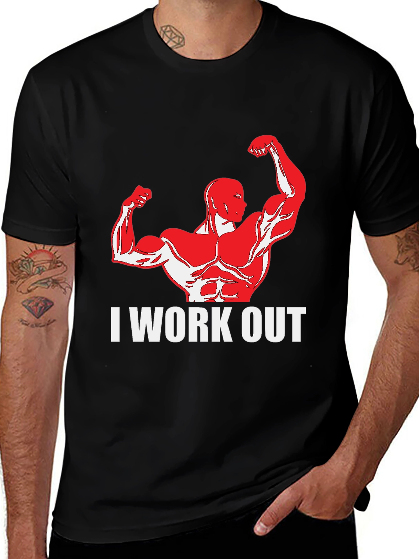 Black I Work Out Graphic Tee - Black main image