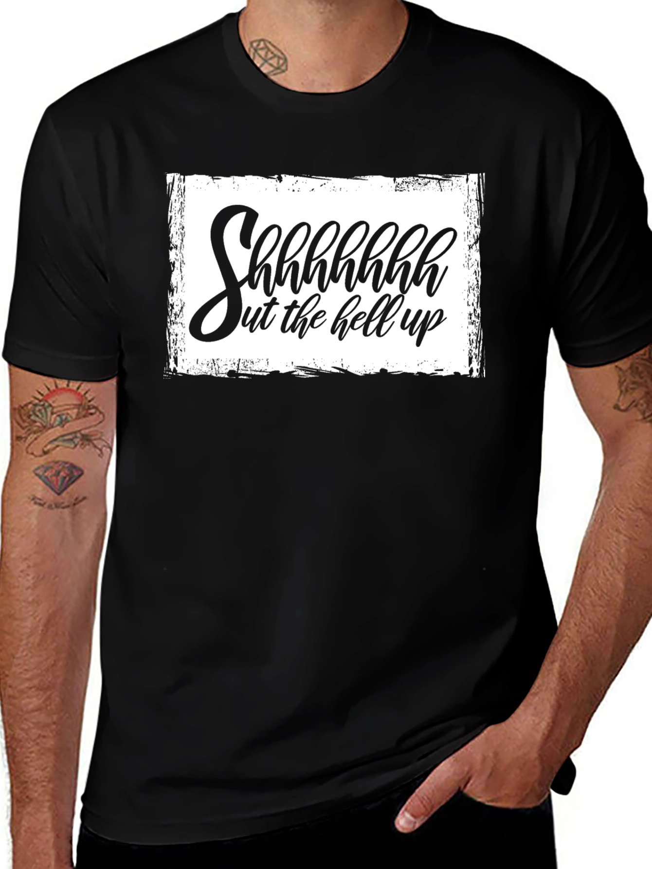 Black Shhhhhhh Shut The Hell Up Graphic Tee main image